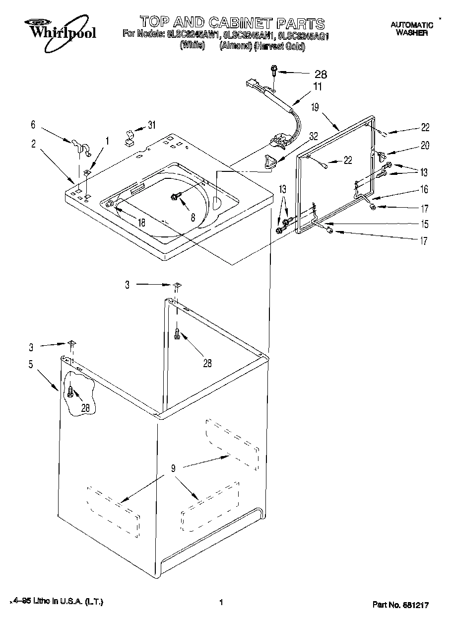 01 - TOP AND CABINET, LIT/OPTIONAL