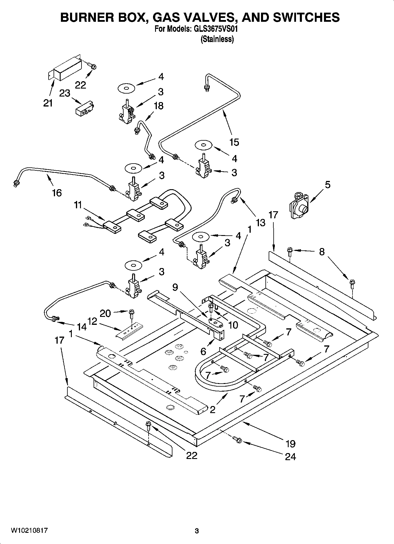 02 - BURNER BOX, GAS VALVES, AND SWITCHES, OPTIONAL PARTS