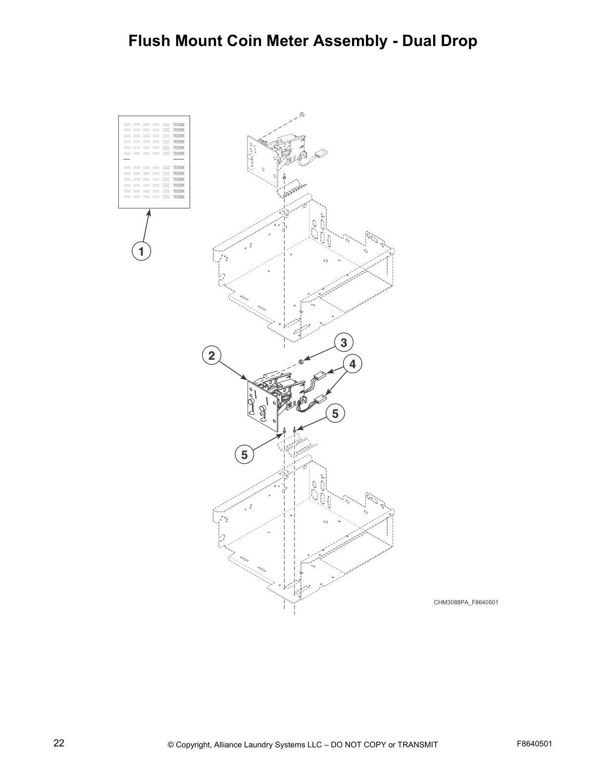 Flush Mount Coin Meter Assembly - Dual Drop