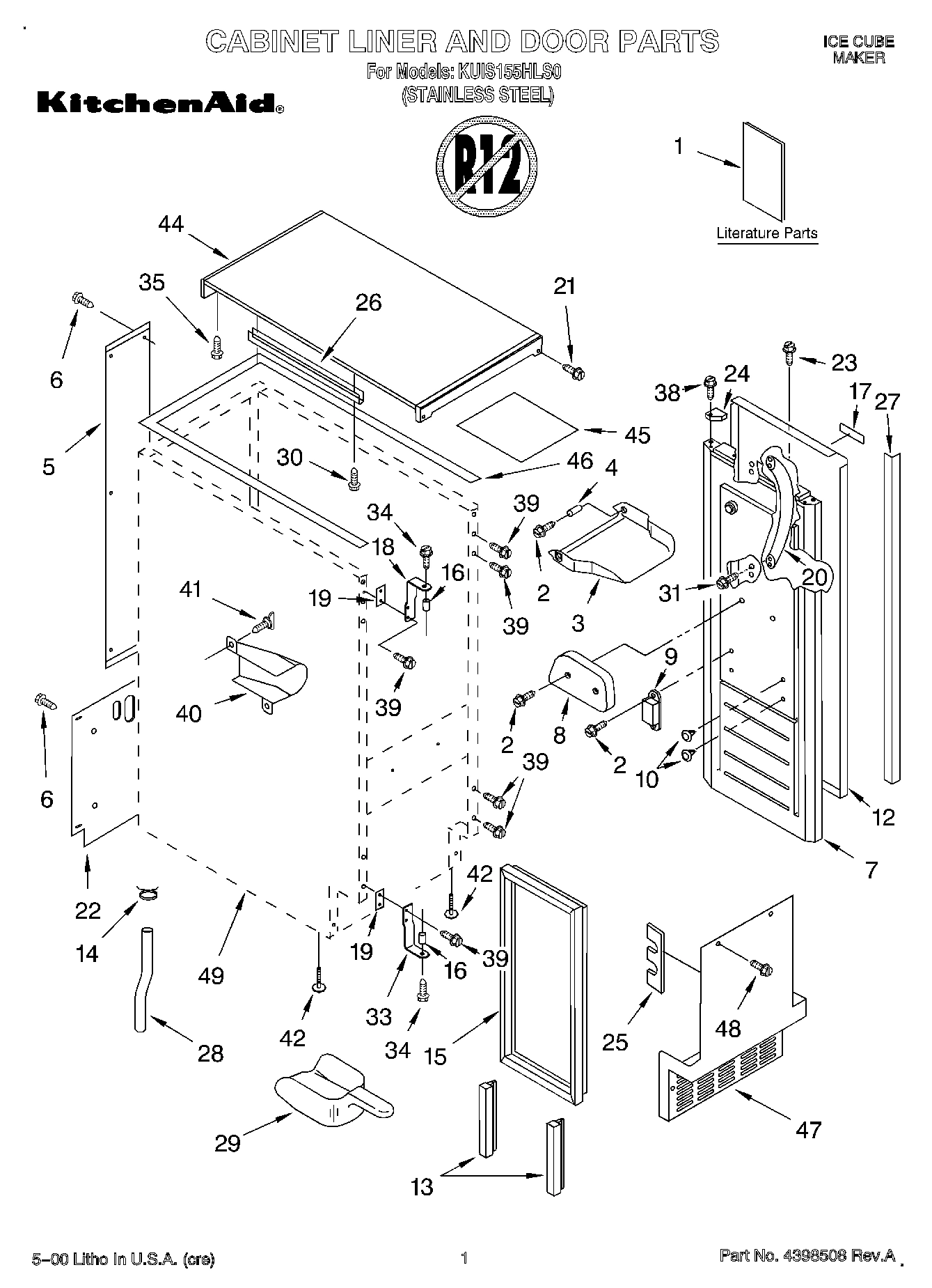 01 - CABINET LINER AND DOOR, LIT/OPTIONAL