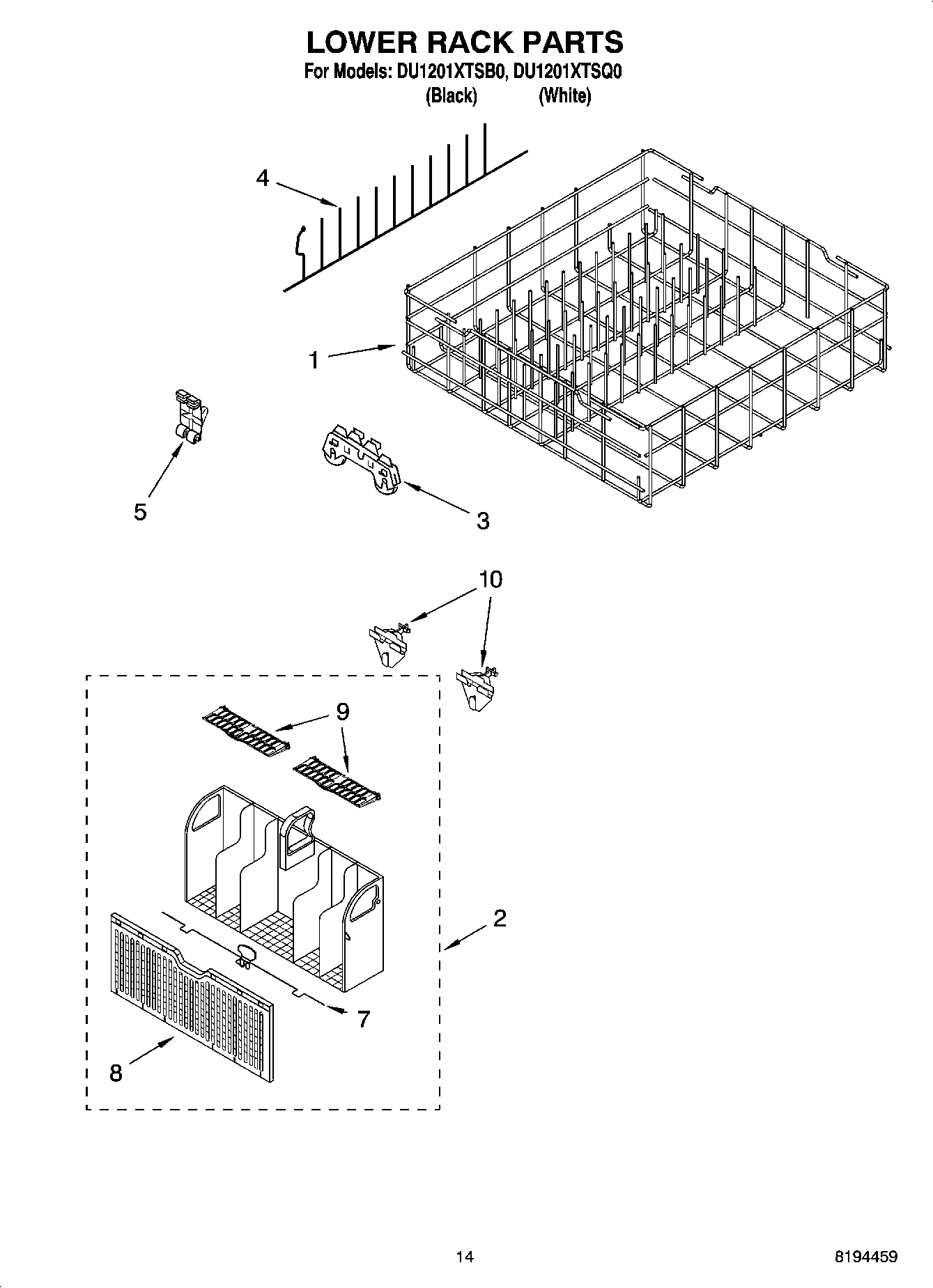 11 - LOWER RACK PARTS, OPTIONAL PARTS (NOT INCLUDED)