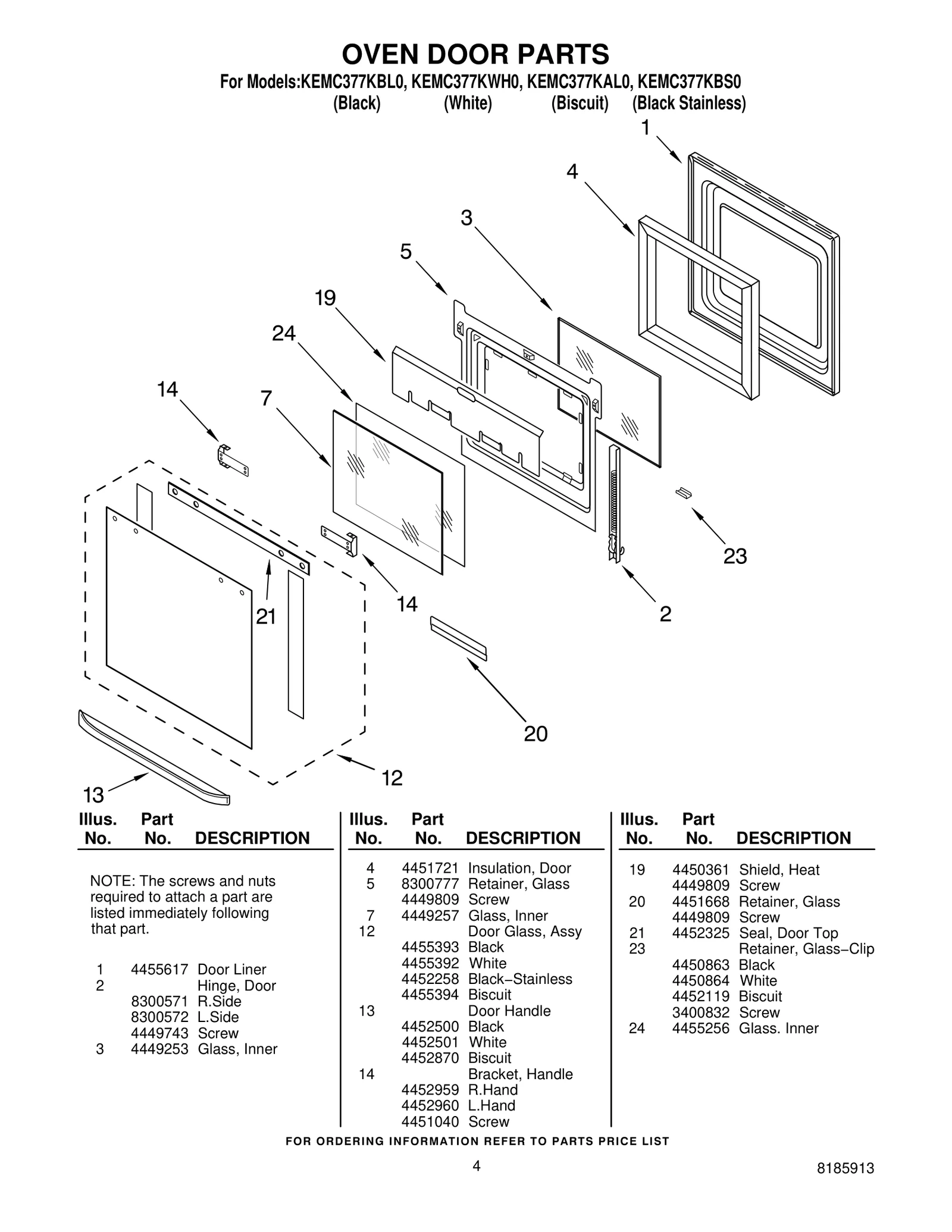 OVEN DOOR PARTS
