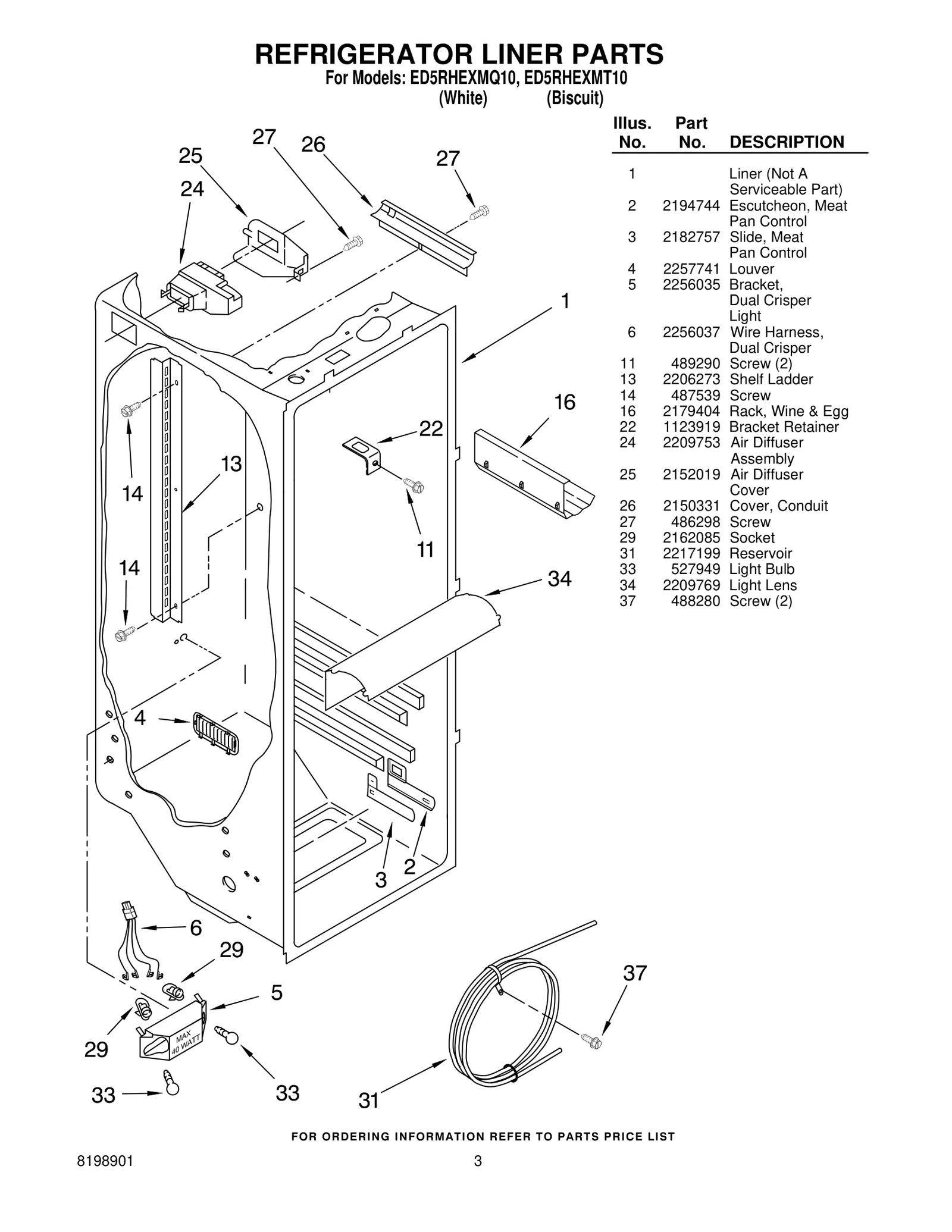 REFRIGERATOR LINER PARTS