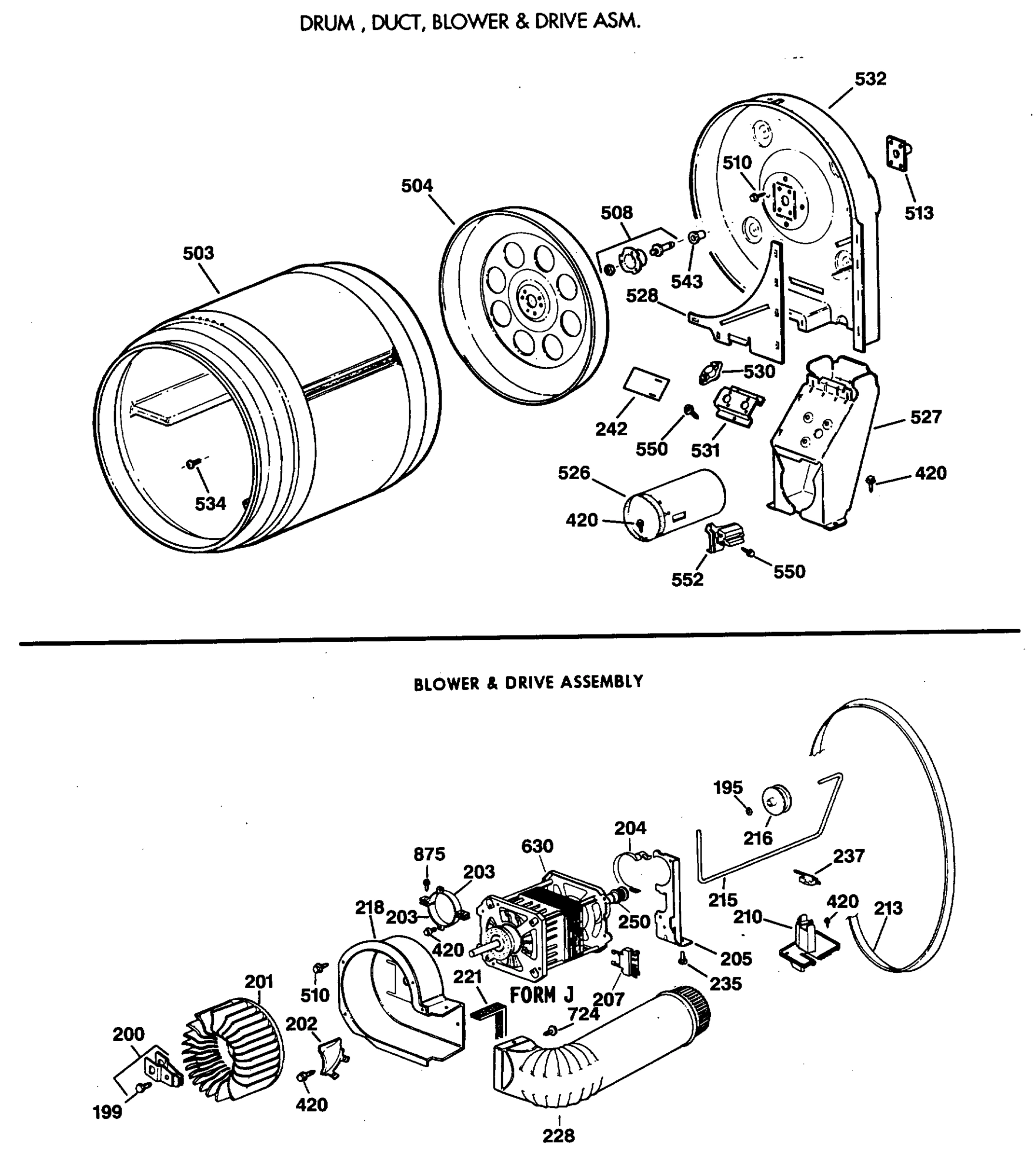 DRUM, DUCT, BLOWR & DRIVE ASM.