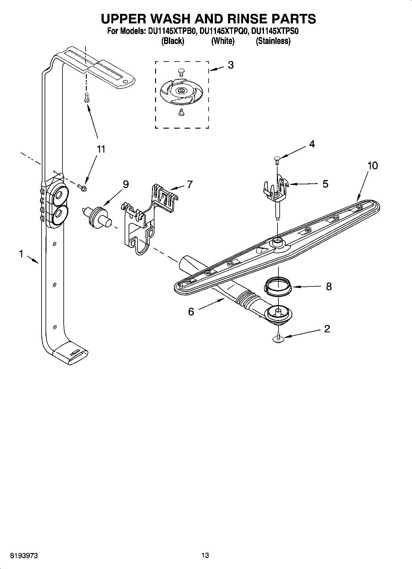 10 - UPPER WASH AND RINSE PARTS