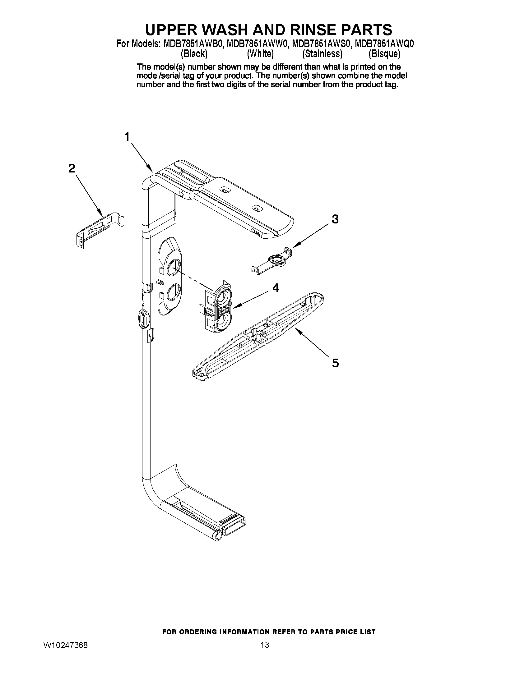 10 - UPPER WASH AND RINSE PARTS