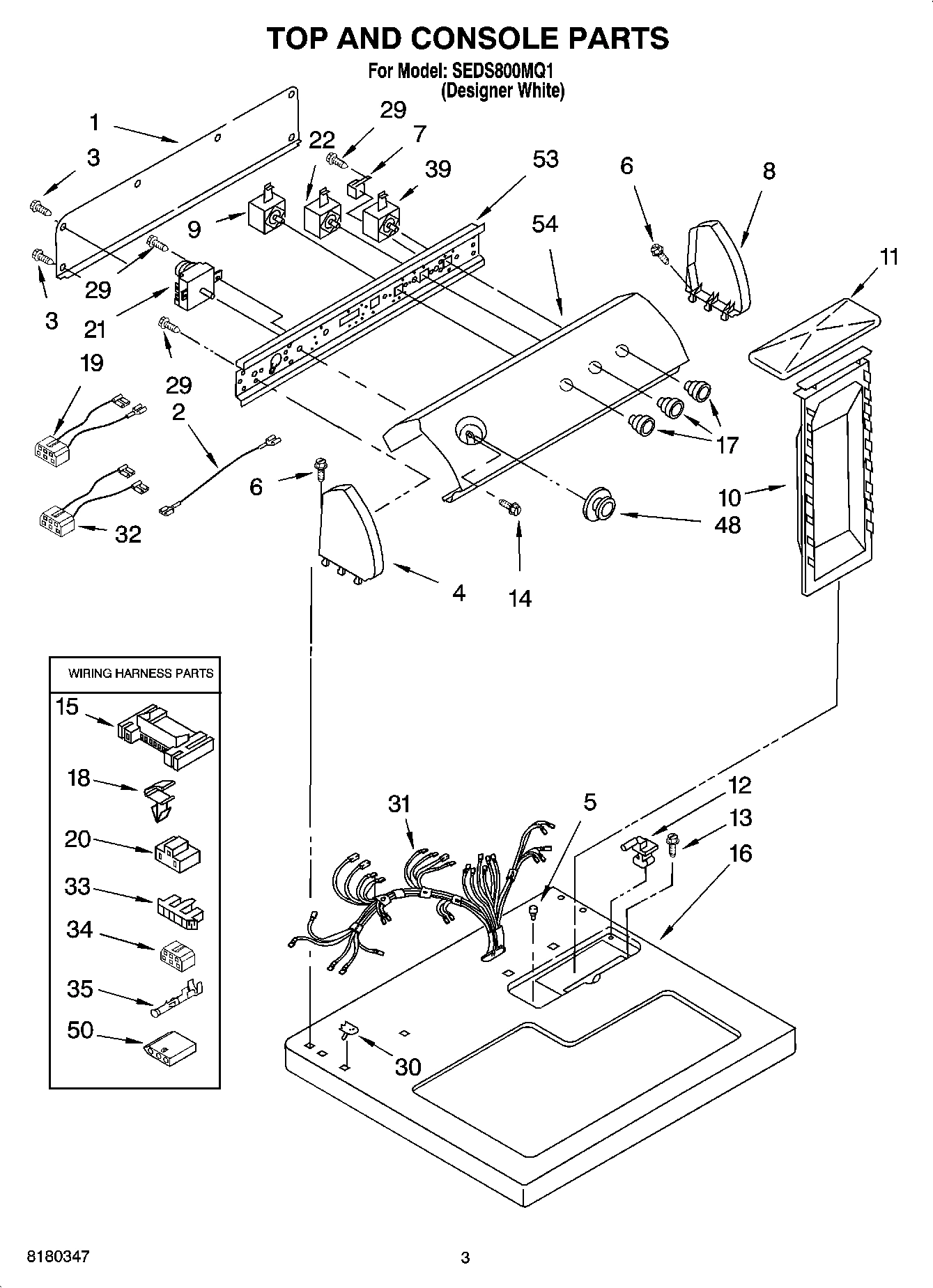 02 - TOP AND CONSOLE PARTS, AND OPTIONAL PARTS (NOT INCLUDED)