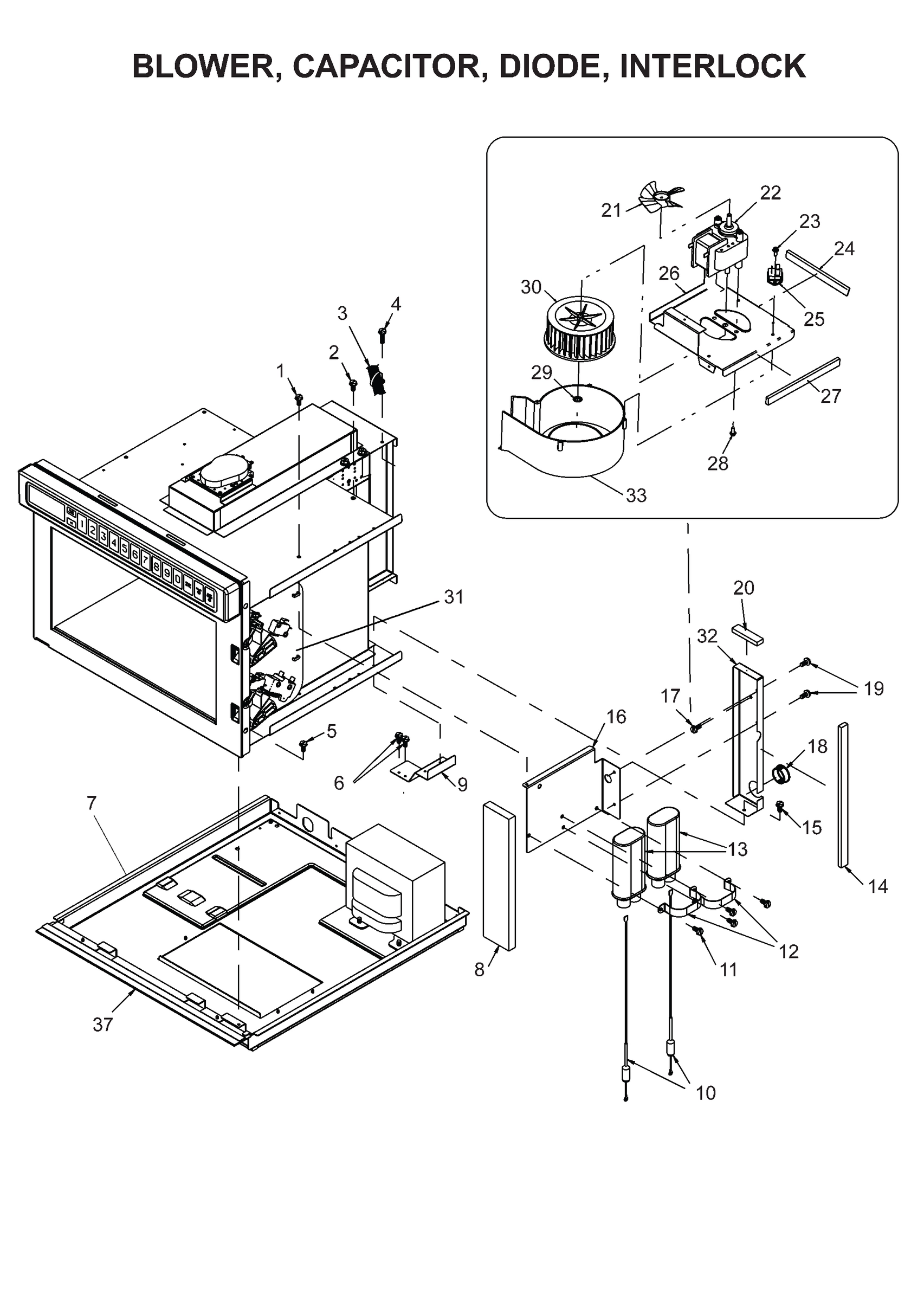 BLOWER / CAPACITOR / DIODE / INTERLOCK
