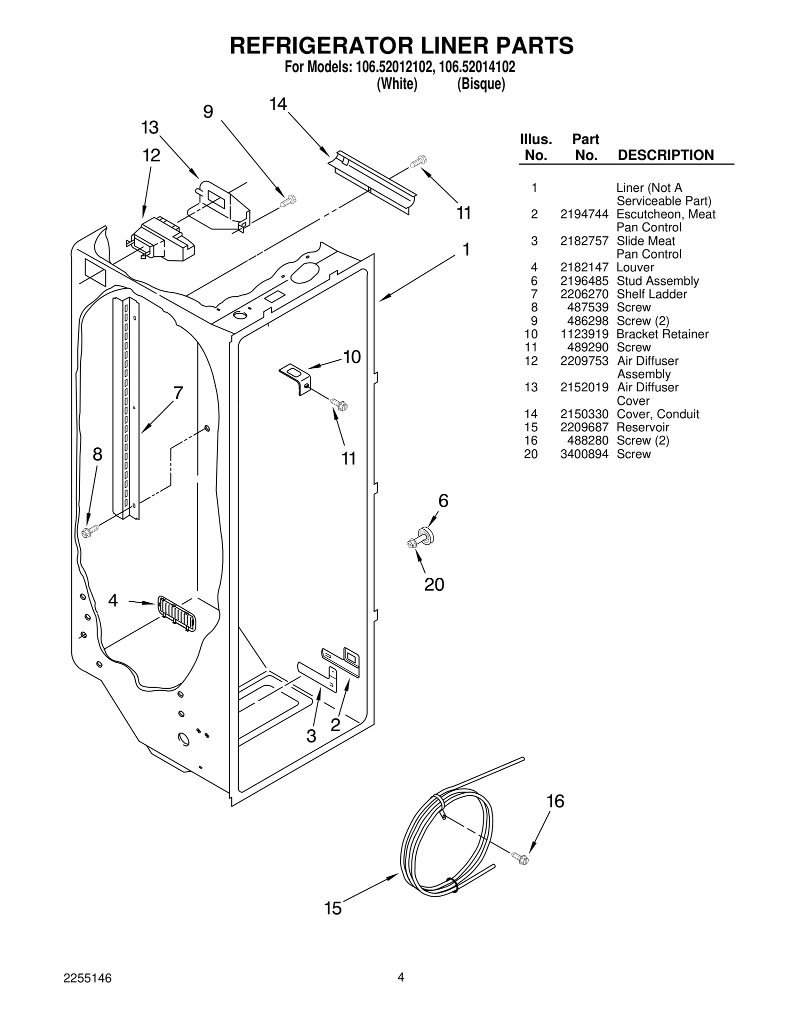 REFRIGERATOR LINER PARTS