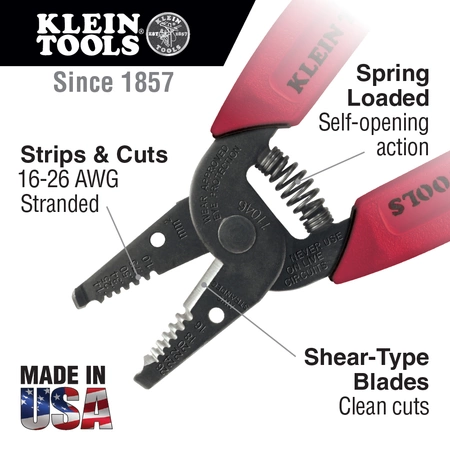 11046 Klein Tools Wire Stripper/Cutter 16-26 AWG - Image 3