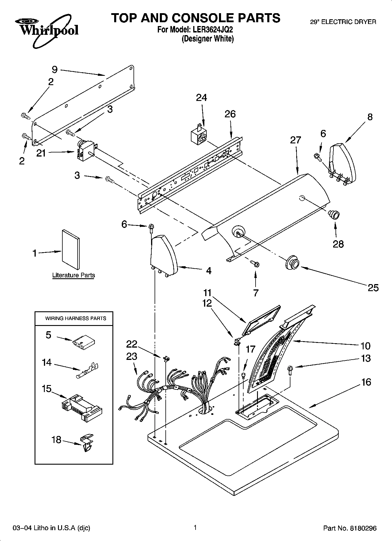 01 - TOP AND CONSOLE PARTS OPTIONAL PARTS (NOT INCLUDED)