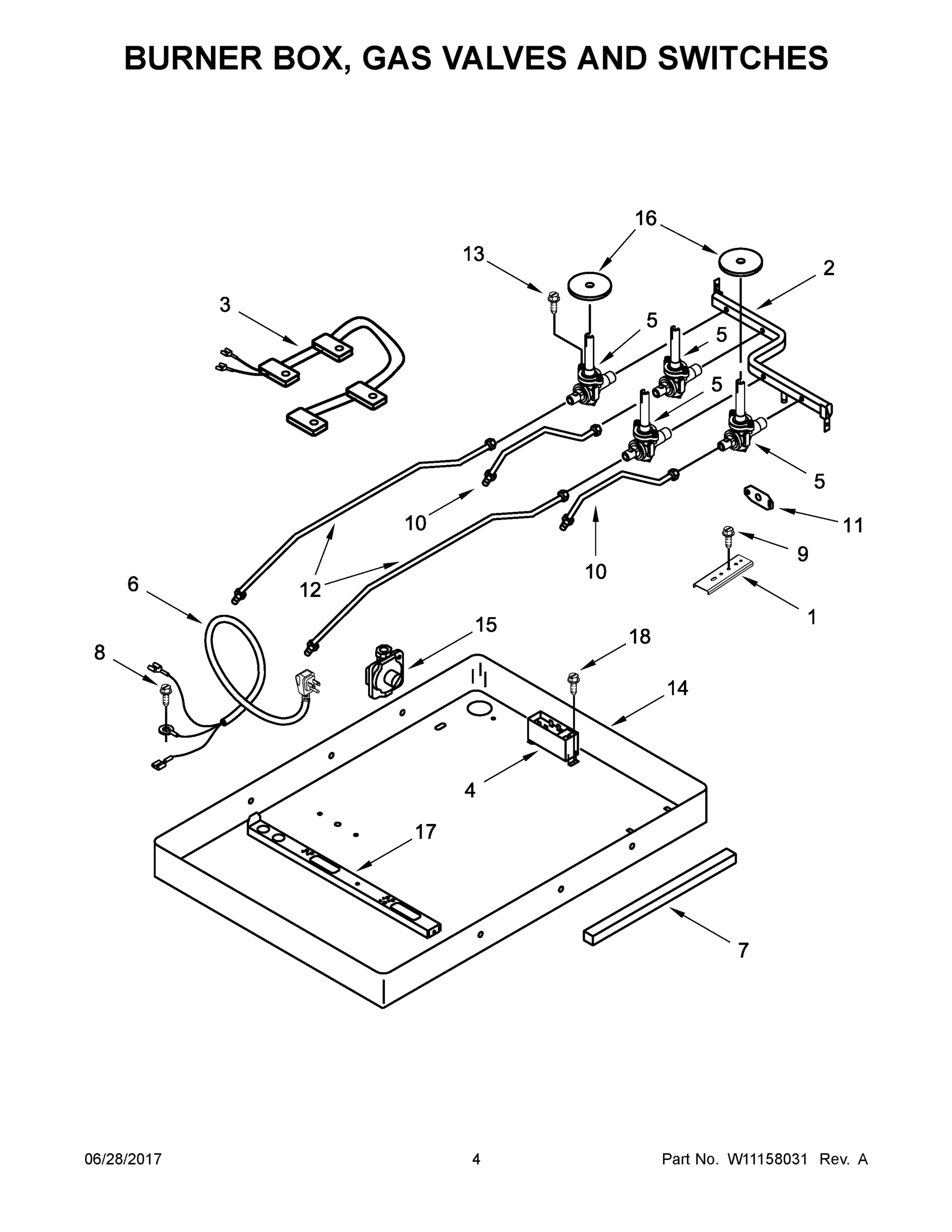 03 - BURNER BOX, GAS VALVES AND SWITCHES