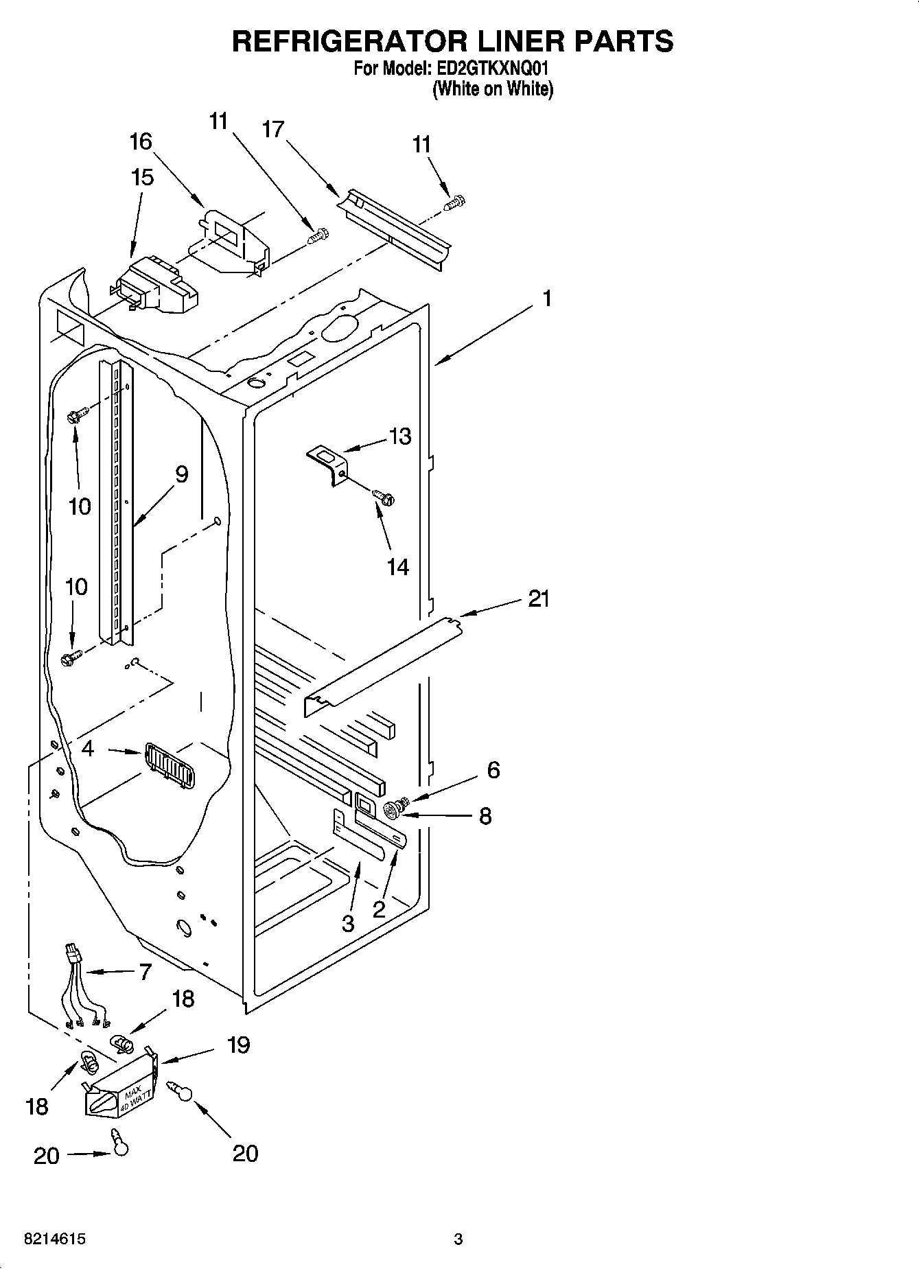 02 - REFRIGERATOR LINER PARTS