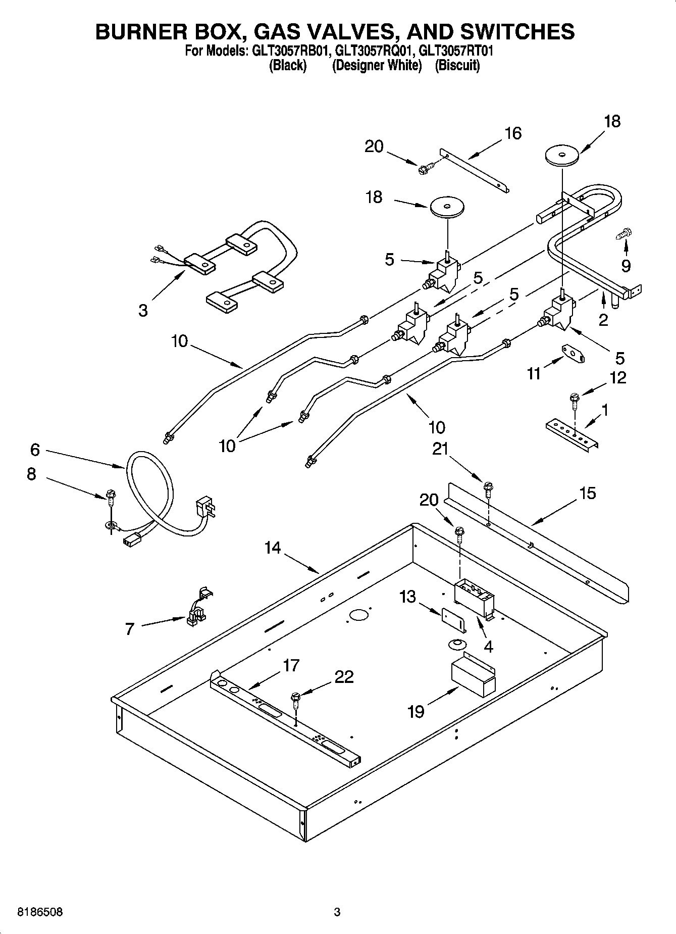 02 - BURNER BOX, GAS VALVES, AND SWITCHES