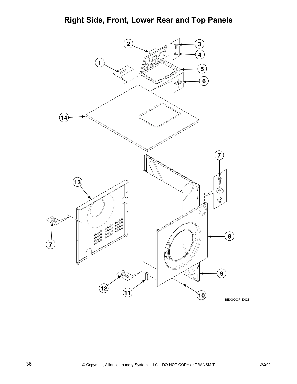 Right Side, Front, Lower Rear and Top Panels