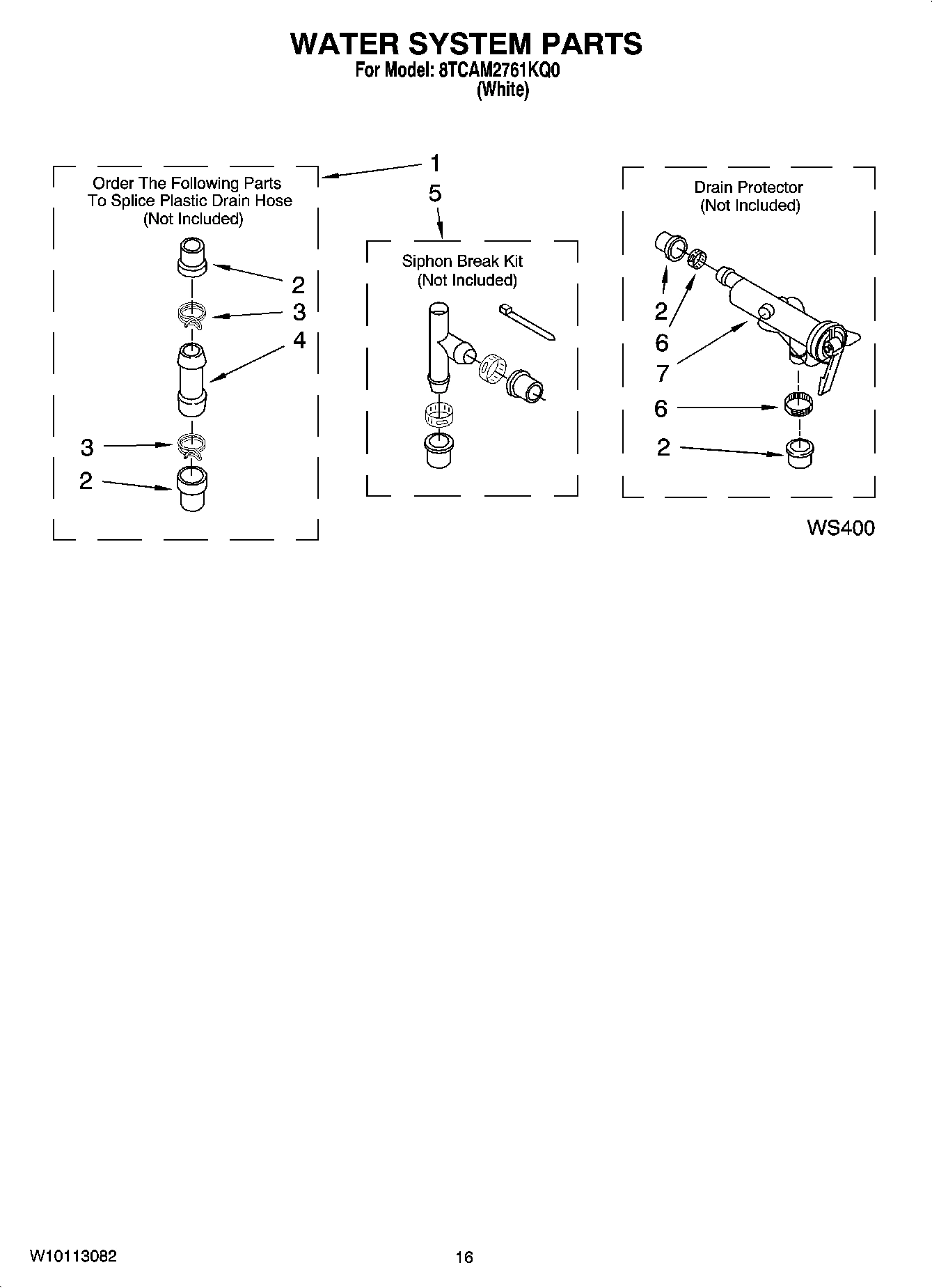 11 - WATER SYSTEM PARTS, OPTIONAL PARTS (NOT INCLUDED)