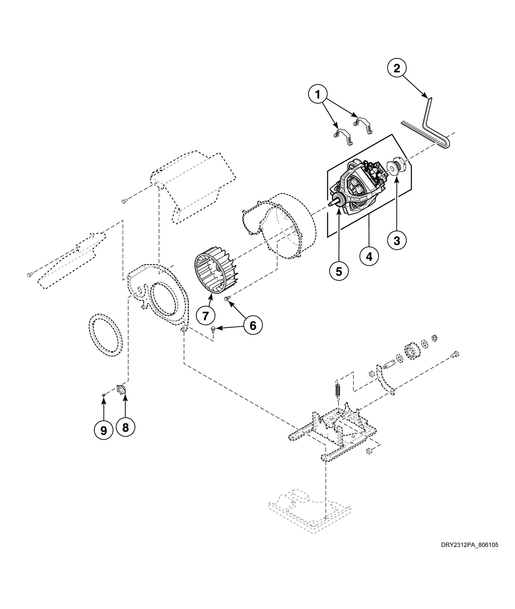 Motor, Exhaust Fan and Belt