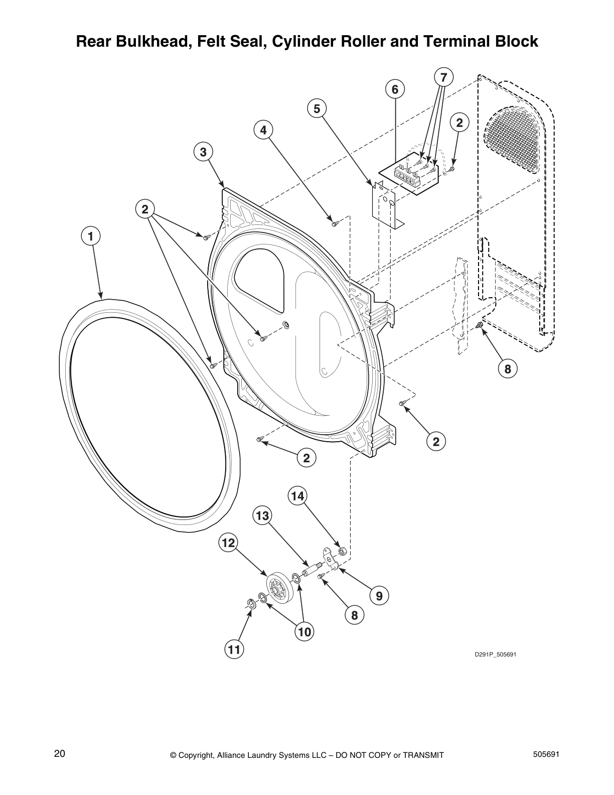 Rear Bulkhead, Felt Seal, Cylinder Roller and Terminal Block