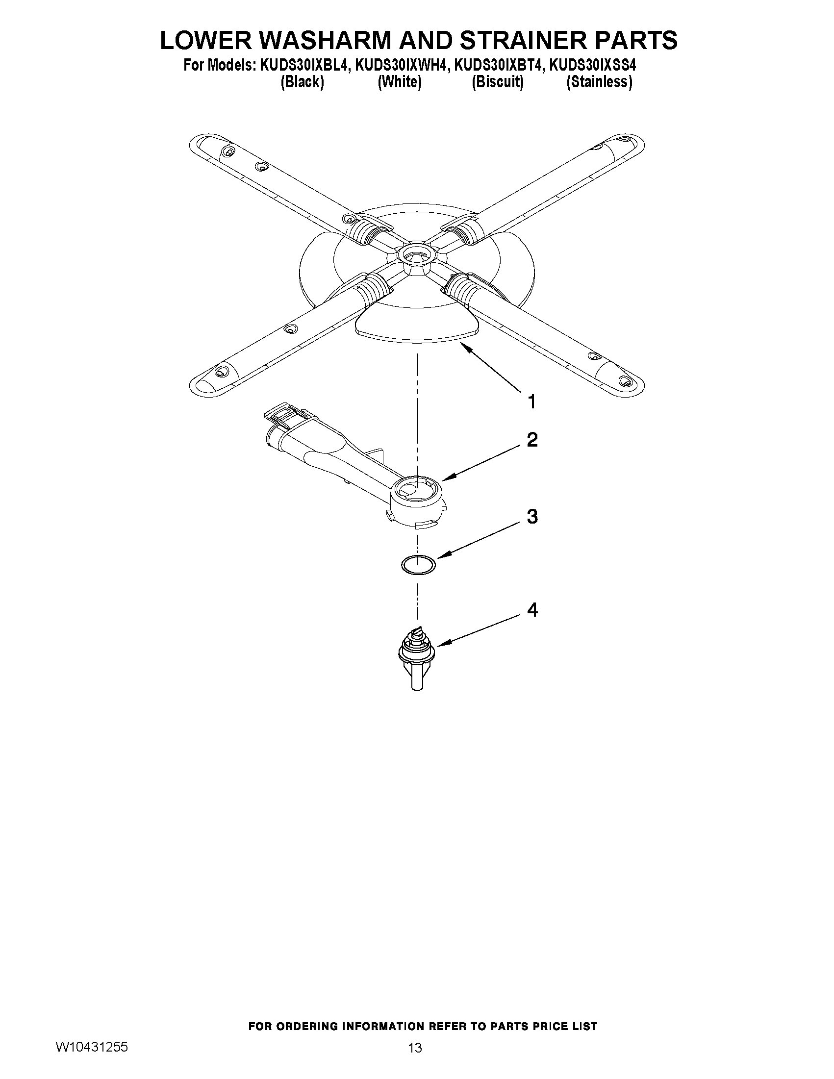 11 - LOWER WASHARM AND STRAINER PARTS