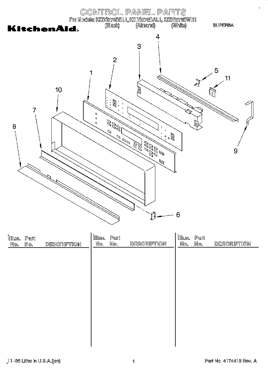 01 - CONTROL PANEL, LIT/OPTIONAL