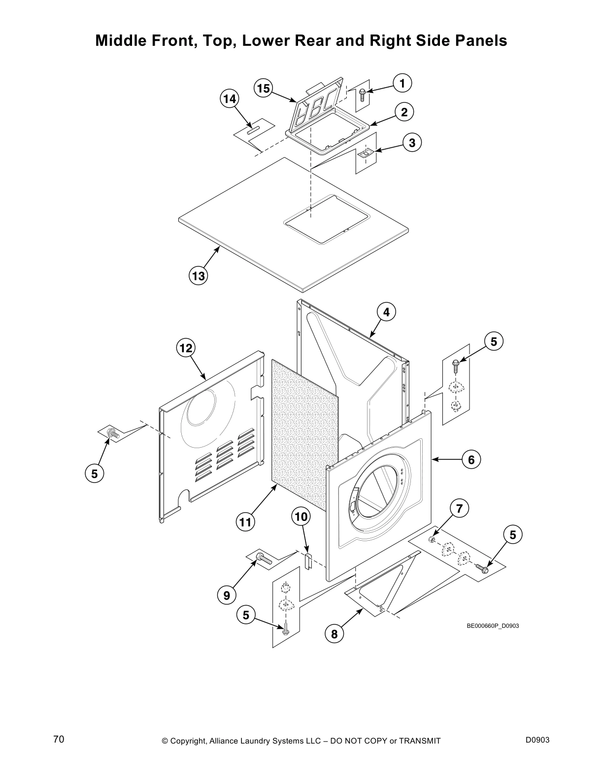 Middle Front, Top, Lower Rear and Right Side Panels