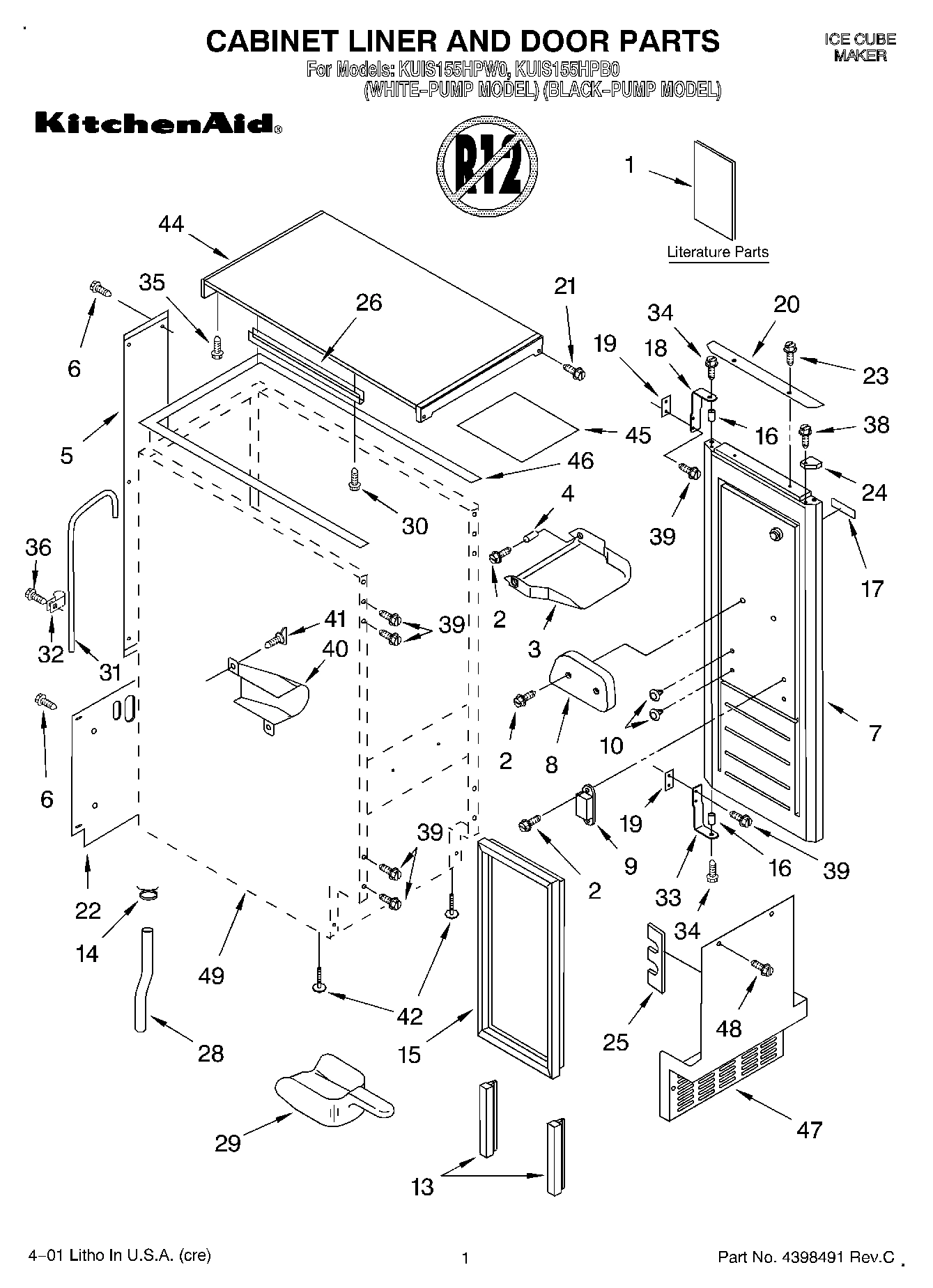 01 - CABINET LINER AND DOOR, LIT/OPTIONAL