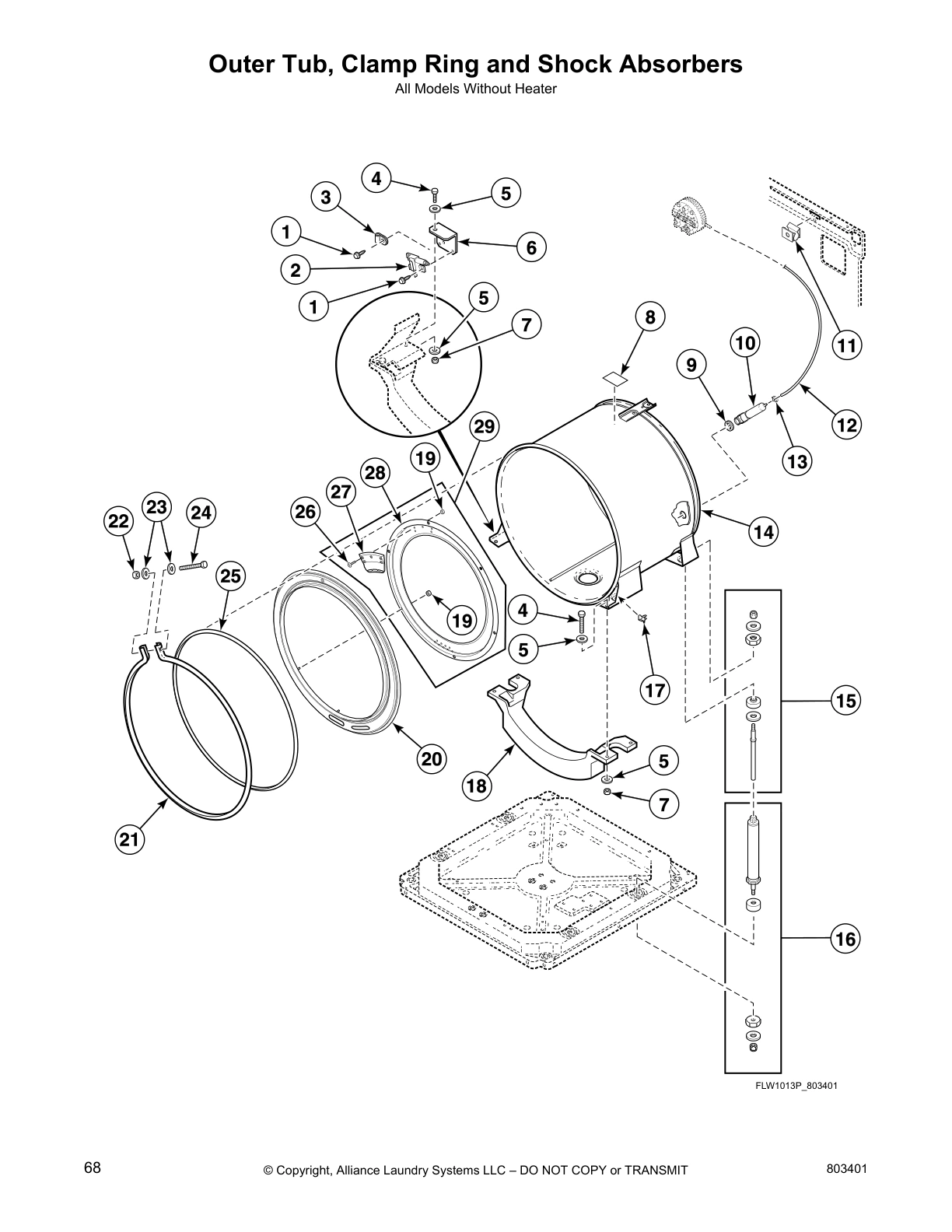 Outer Tub, Clamp Ring and Shock Absorbers