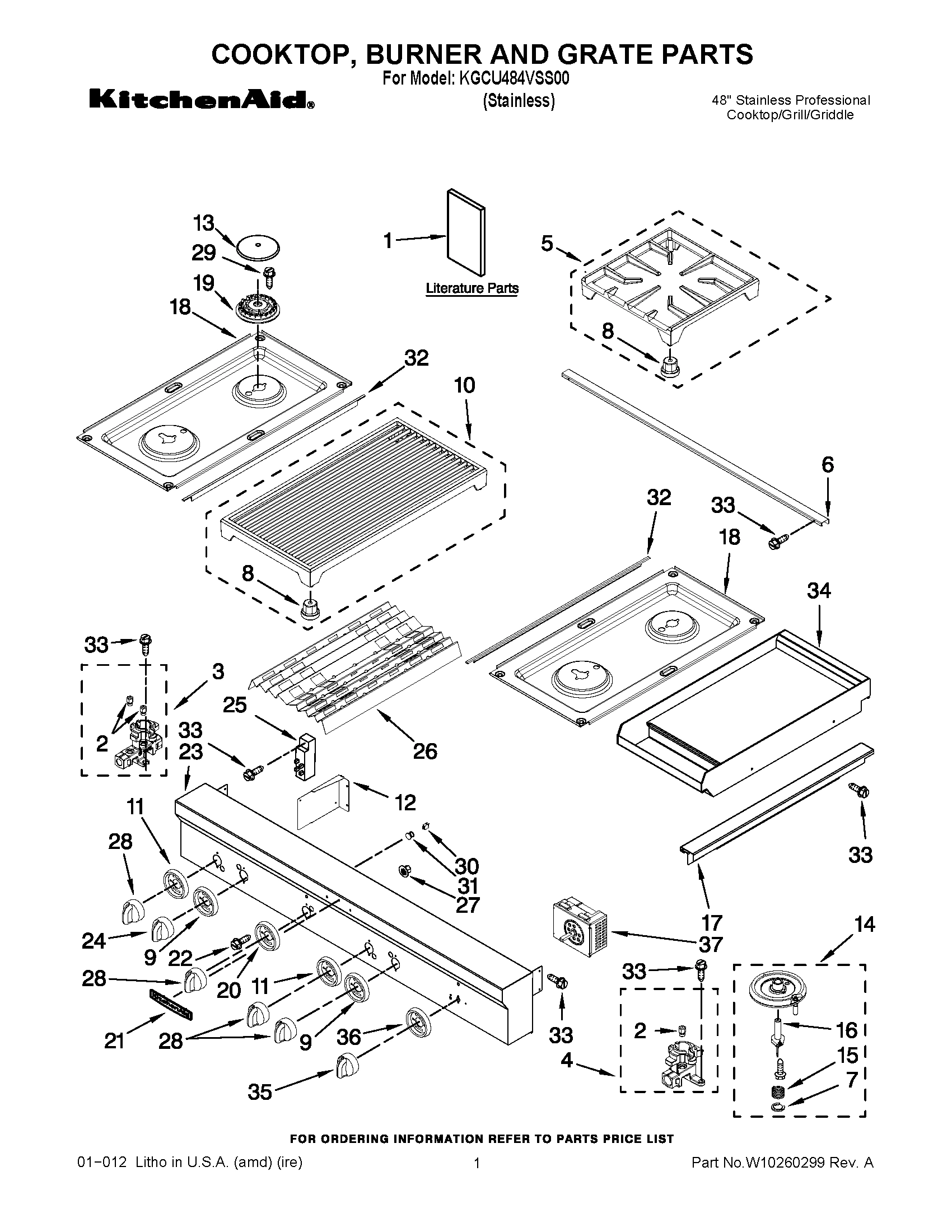 01 - COOKTOP, BURNER AND GRATE PARTS