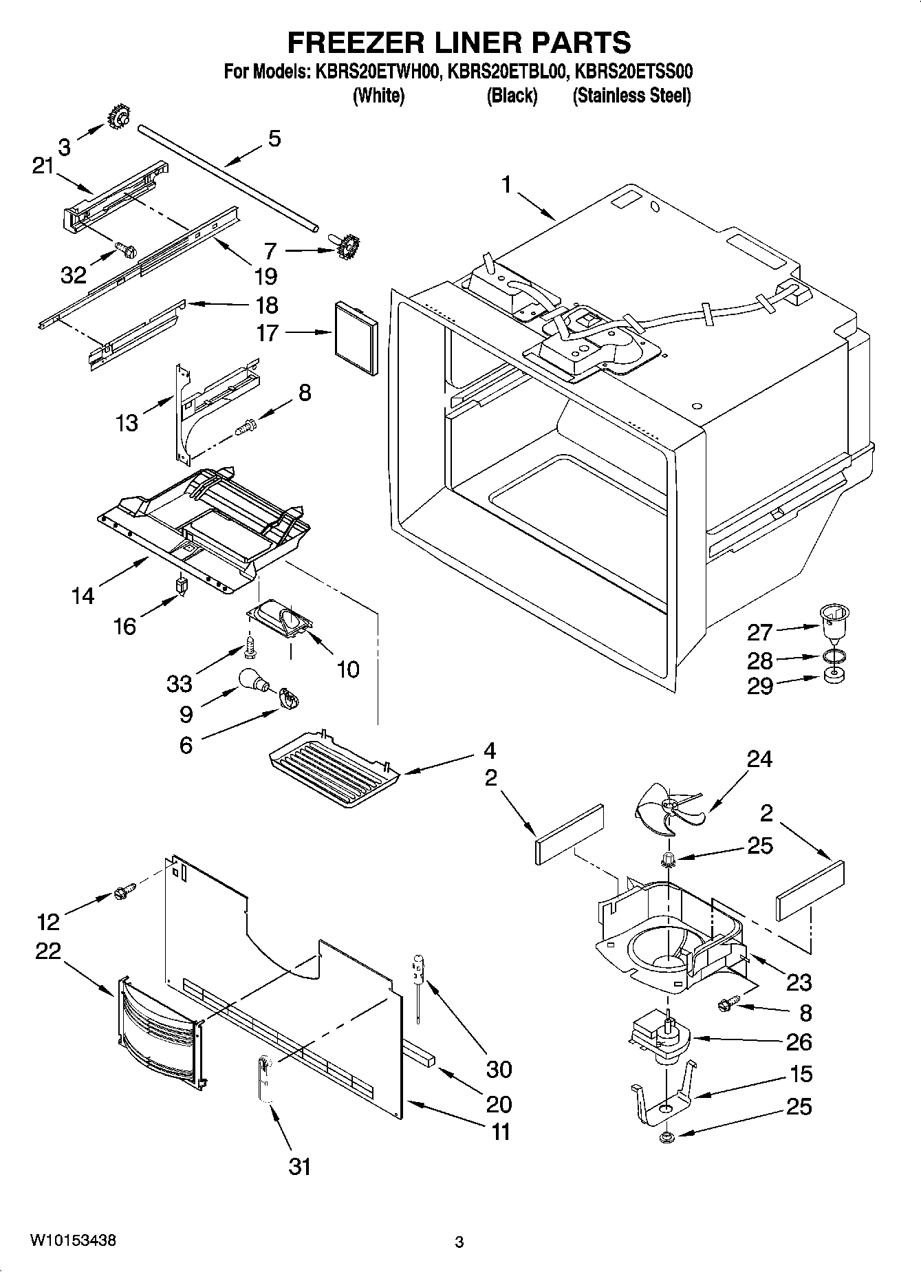 02 - FREEZER LINER PARTS