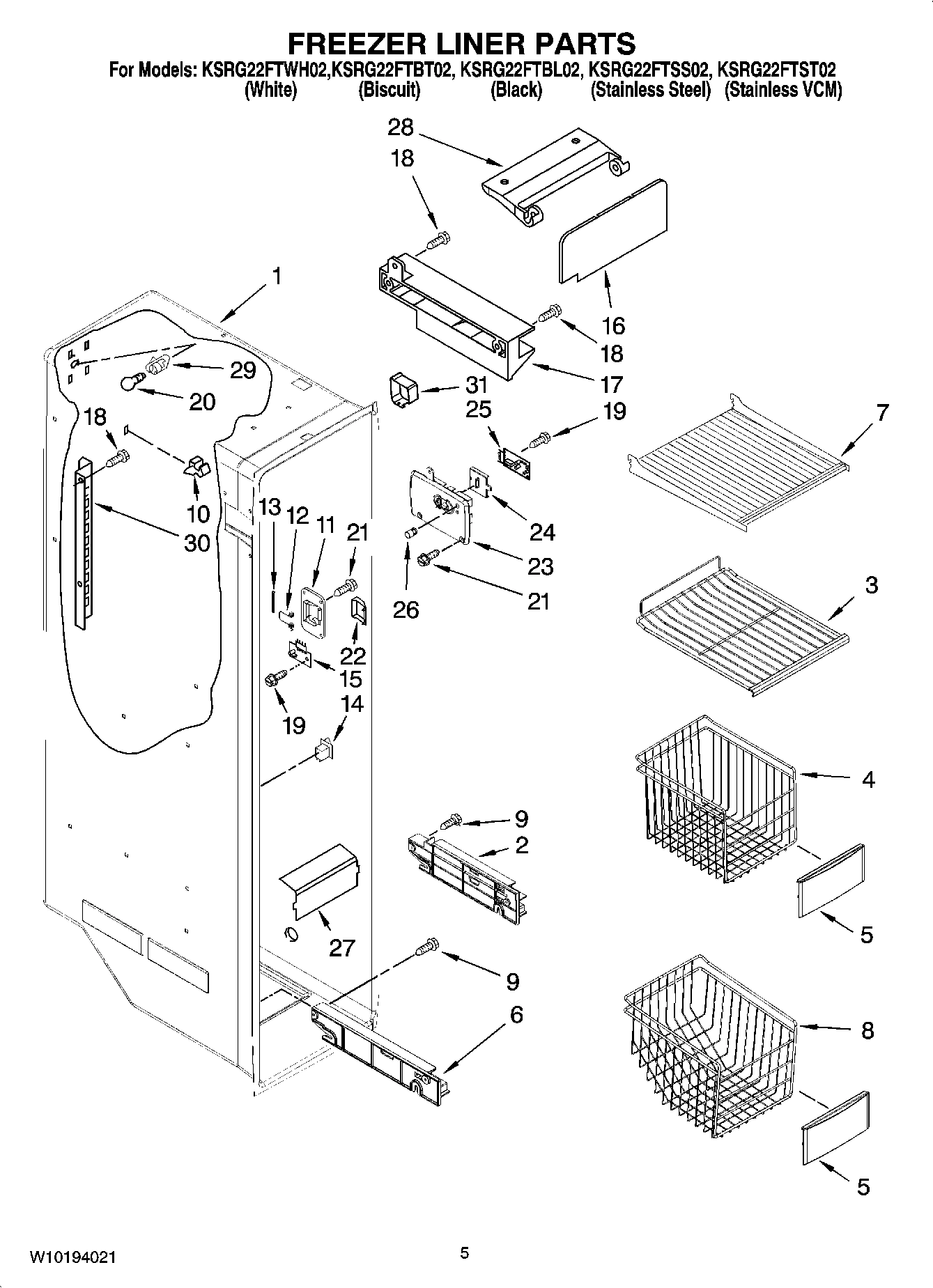 04 - FREEZER LINER PARTS