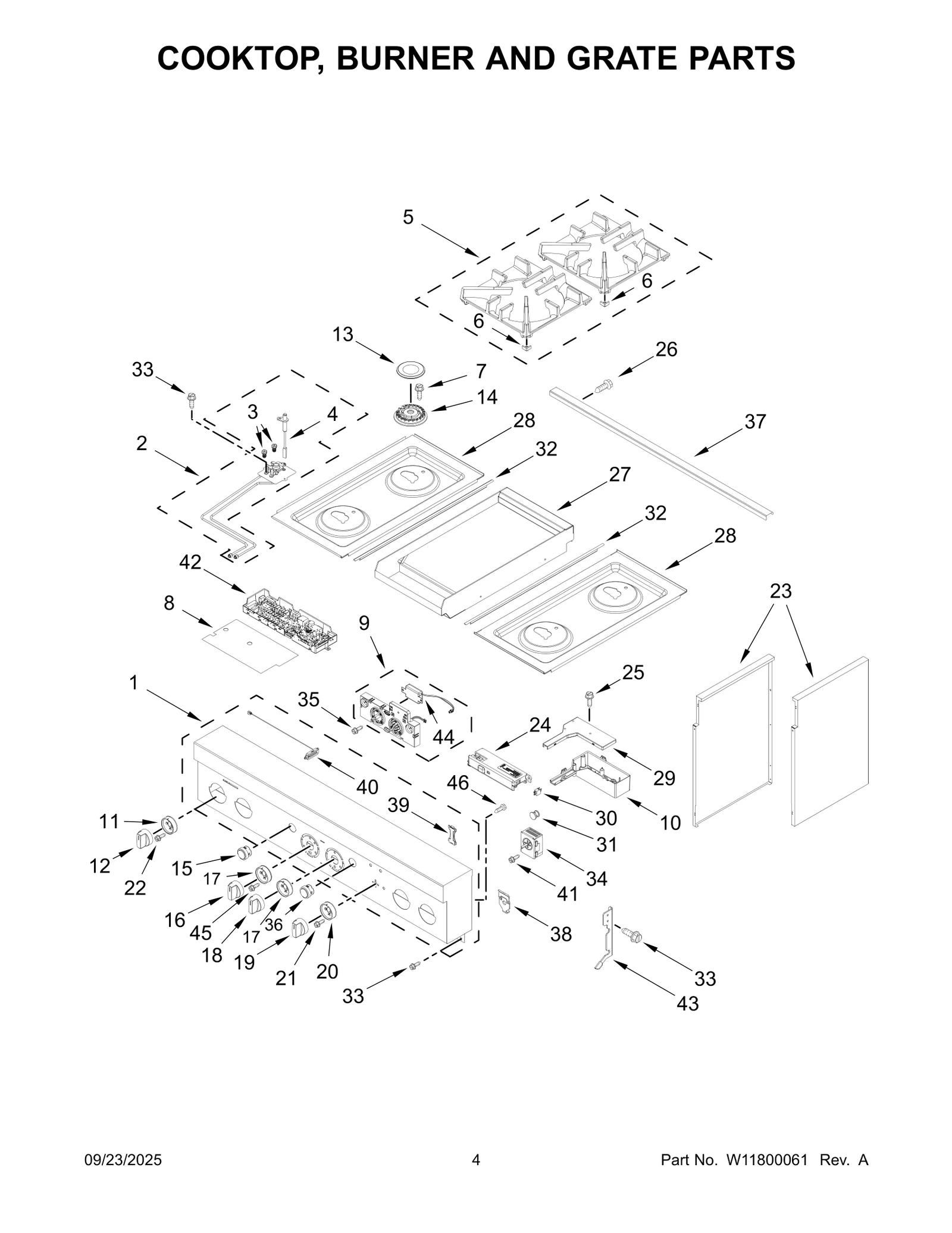 COOKTOP, BURNER AND GRATE PARTS