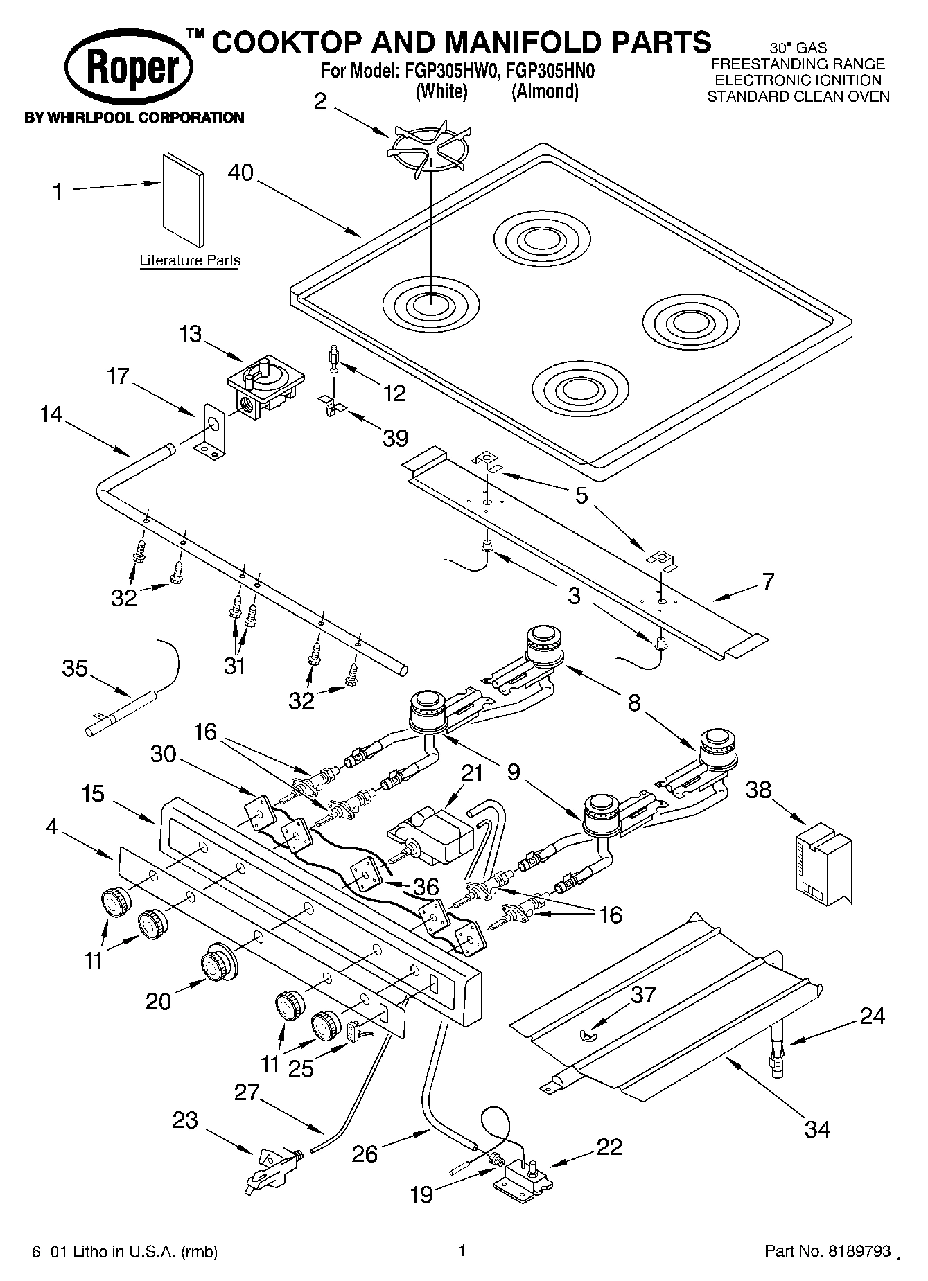 01 - COOKTOP AND MANIFOLD, LITERATURE