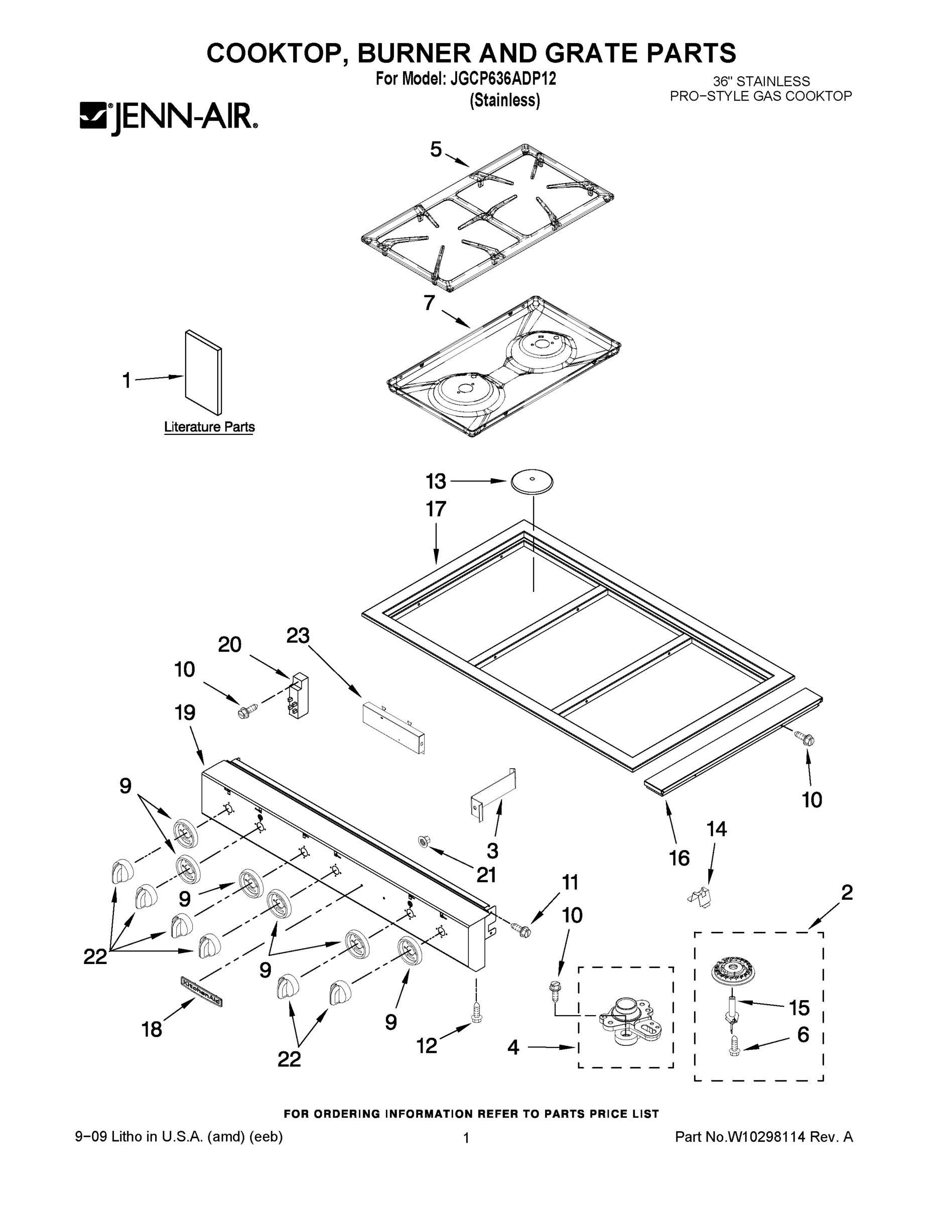 01 - COOKTOP, BURNER AND GRATE PARTS