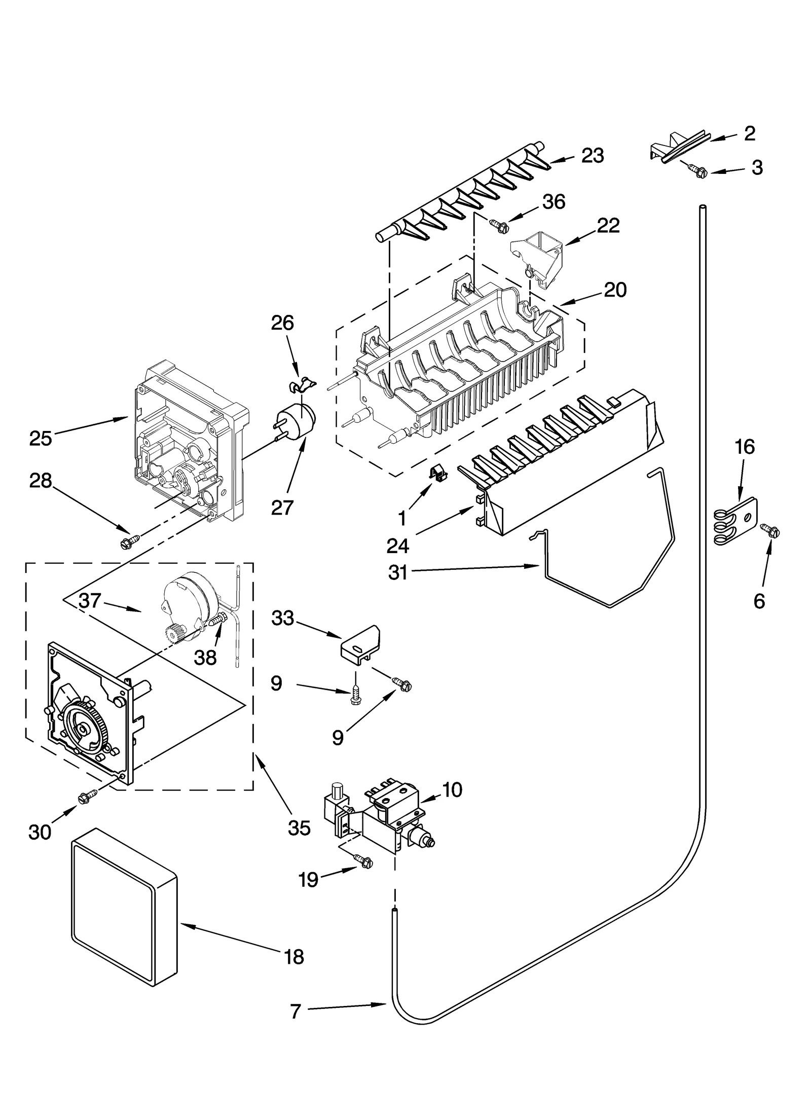 ICEMAKER PARTS, OPTIONAL PARTS (NOT INCLUDED)