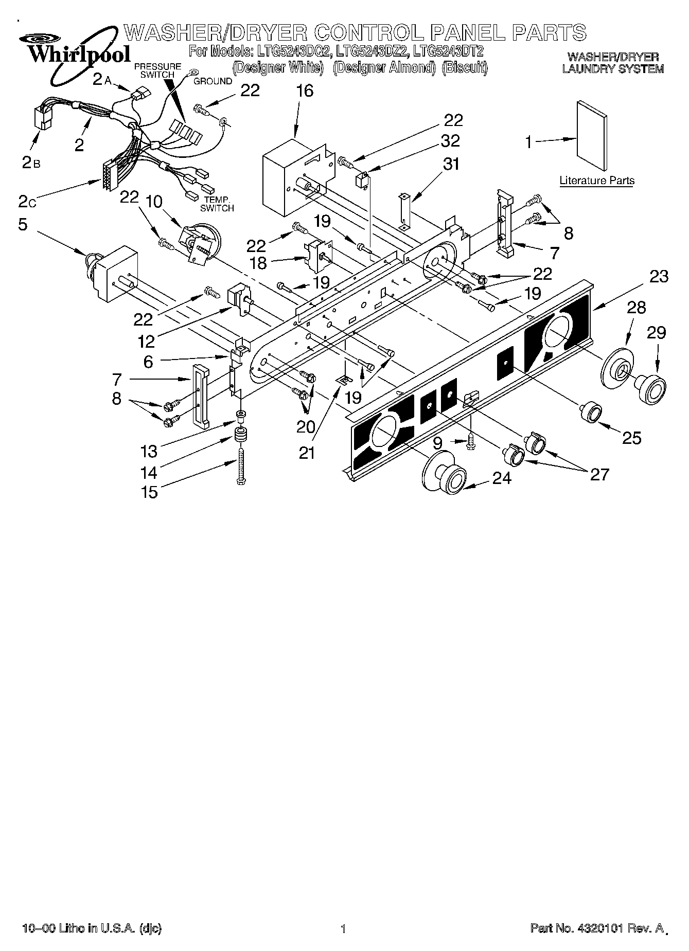 01 - WASHER/DRYER CONTROL PANEL, LITERAT