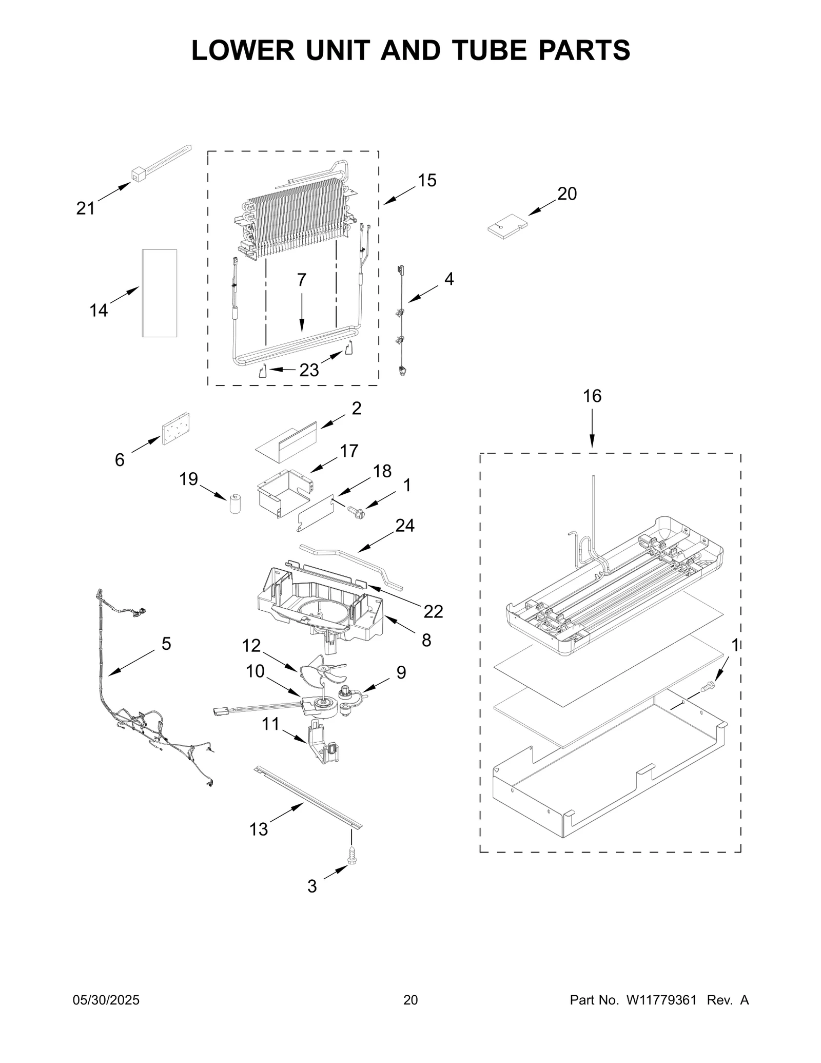 LOWER UNIT AND TUBE PARTS