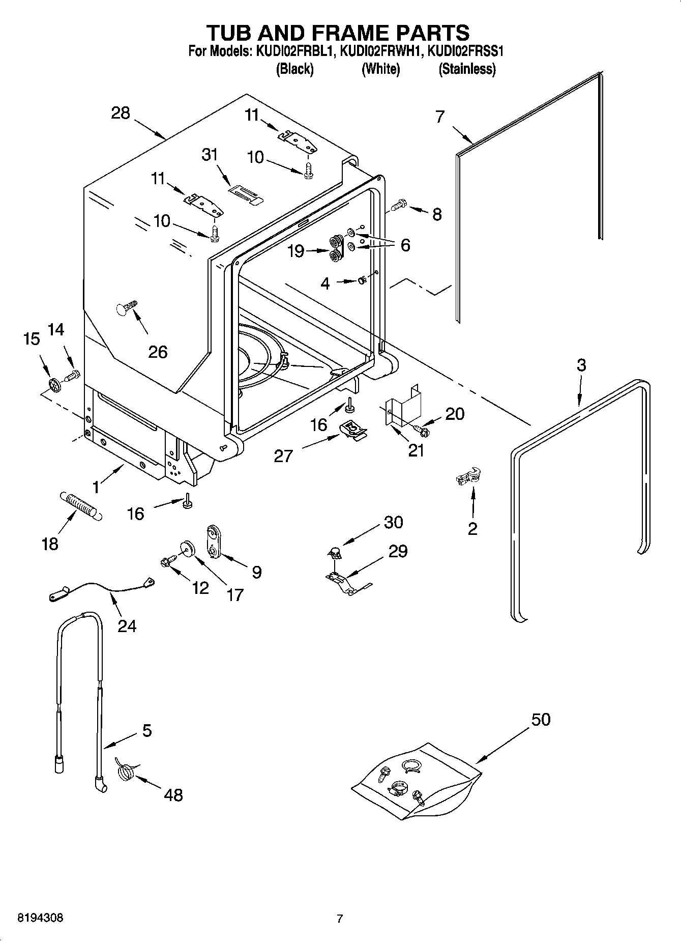07 - TUB AND FRAME PARTS