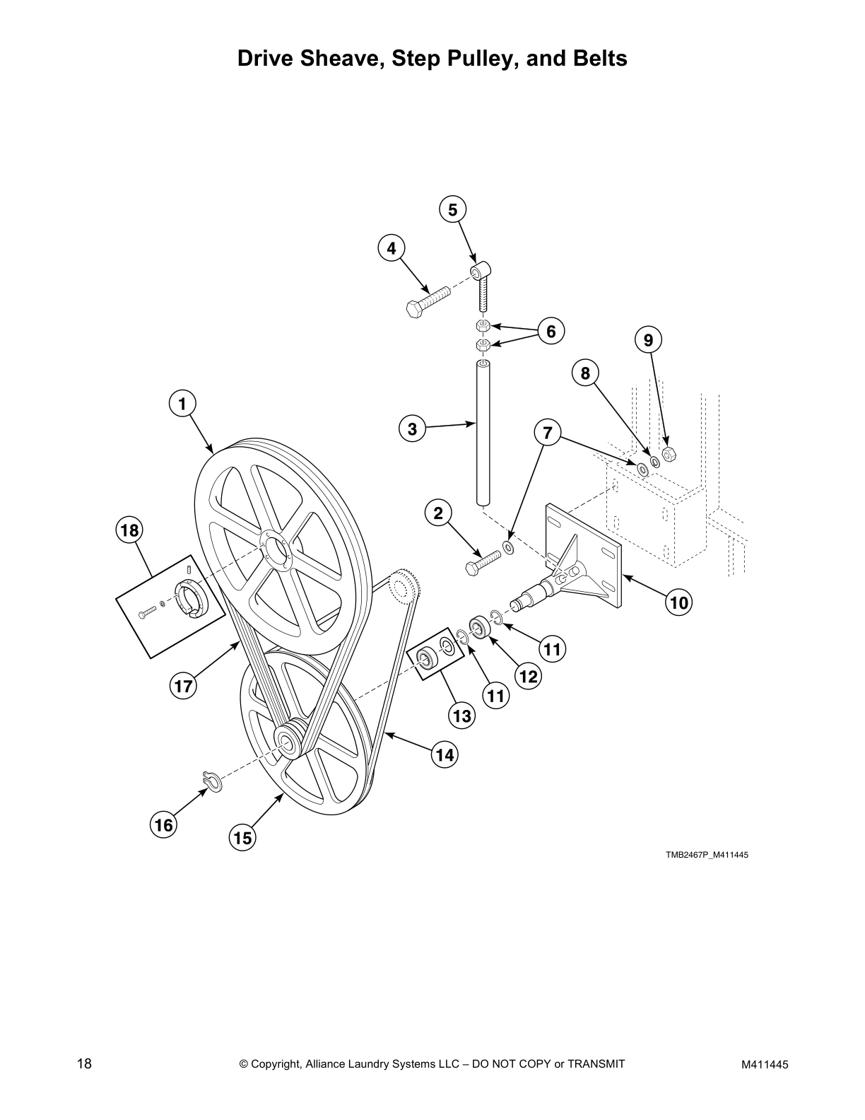 Drive Sheave, Step Pulley, and Belts