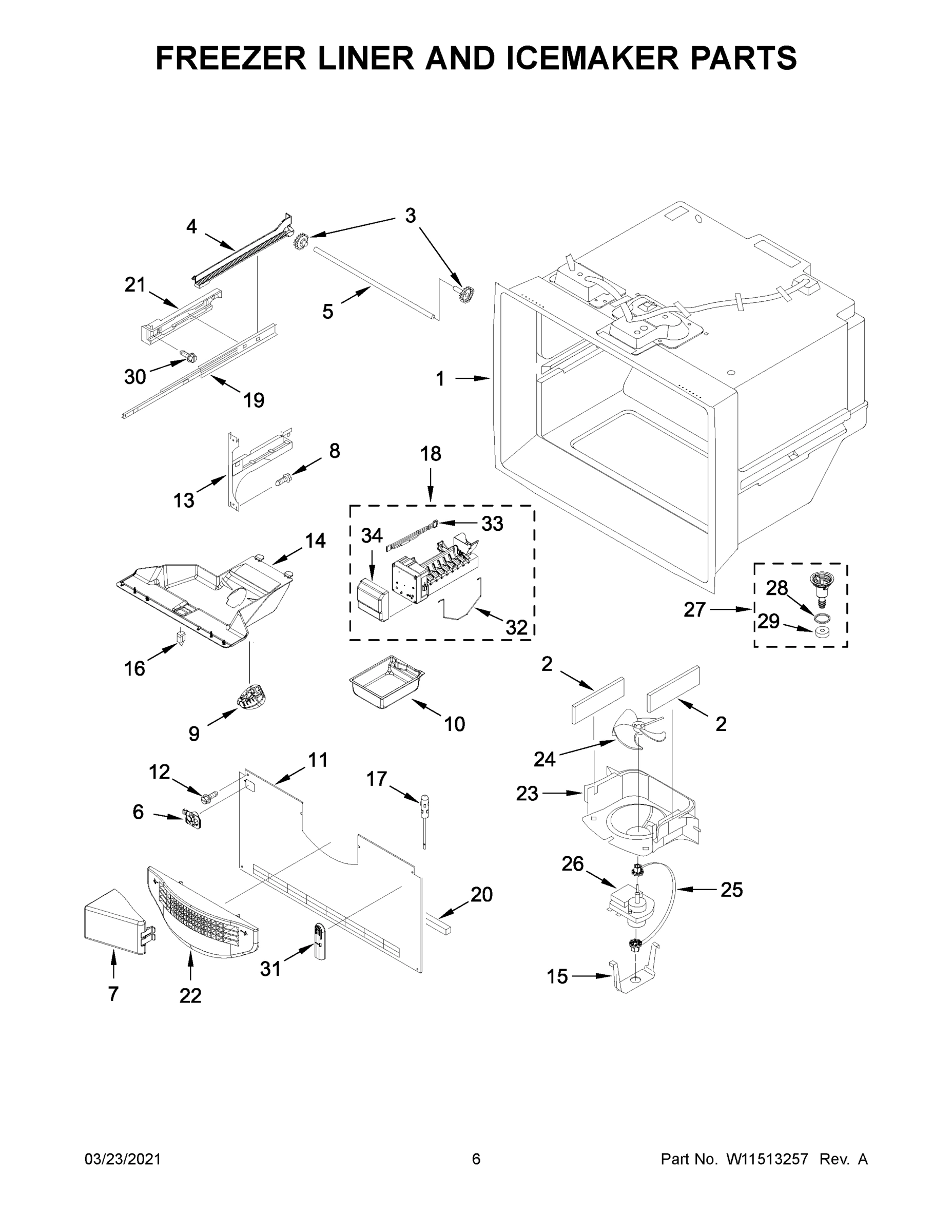 04 - FREEZER LINER AND ICEMAKER PARTS