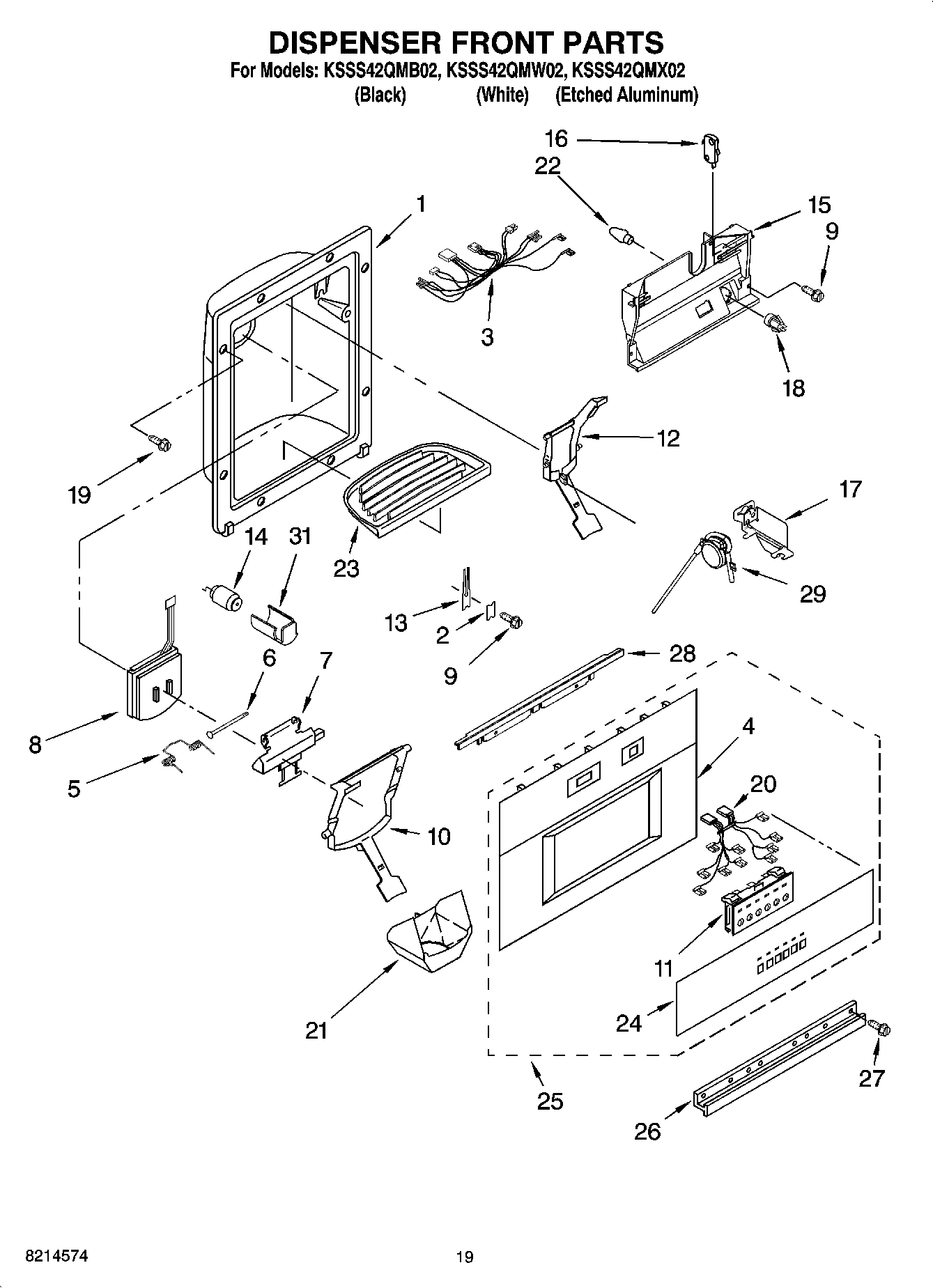 12 - DISPENSER AND FRONT PARTS