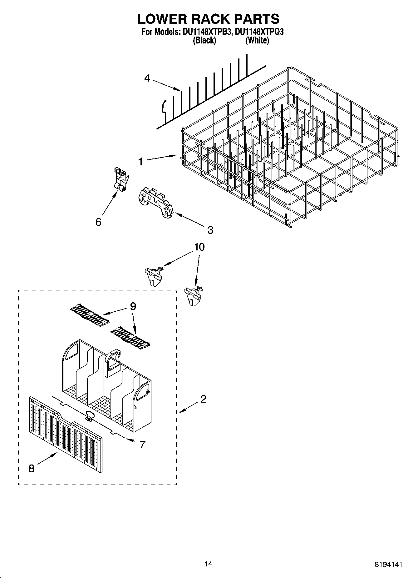 11 - LOWER RACK PARTS, OPTIONAL PARTS (NOT INCLUDED)