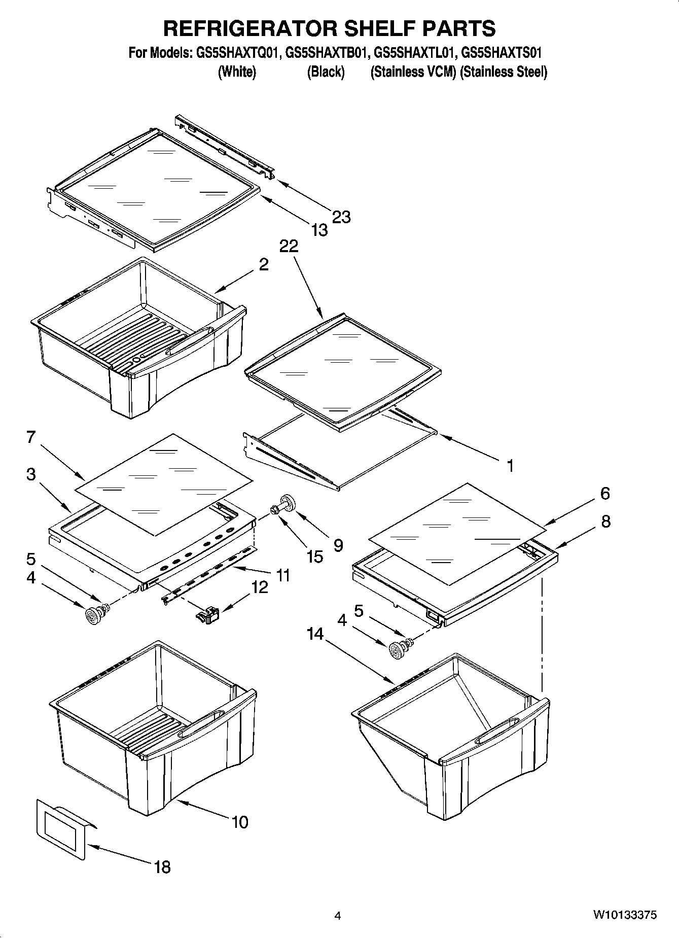 03 - REFRIGERATOR SHELF PARTS