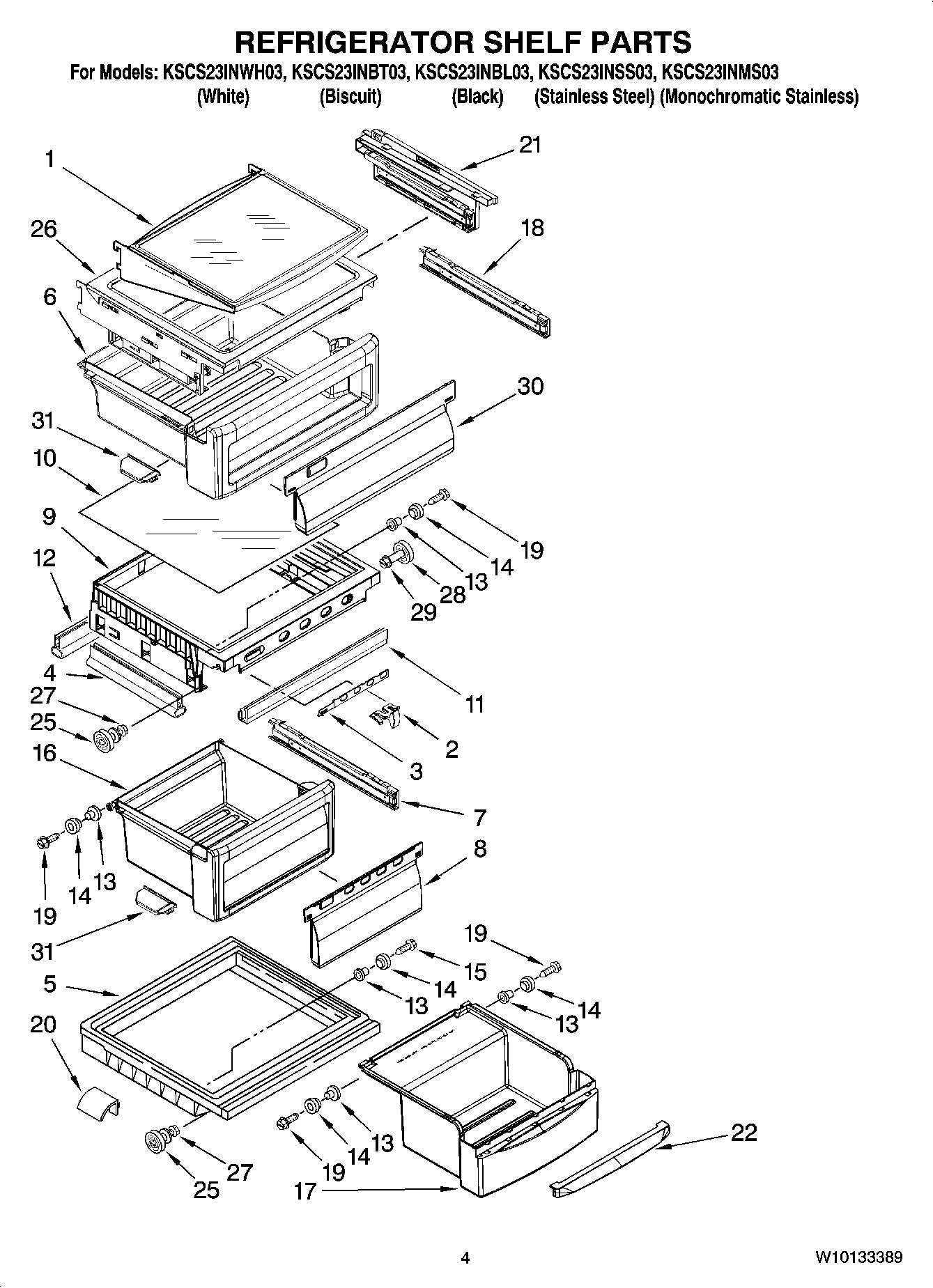 03 - REFRIGERATOR SHELF PARTS