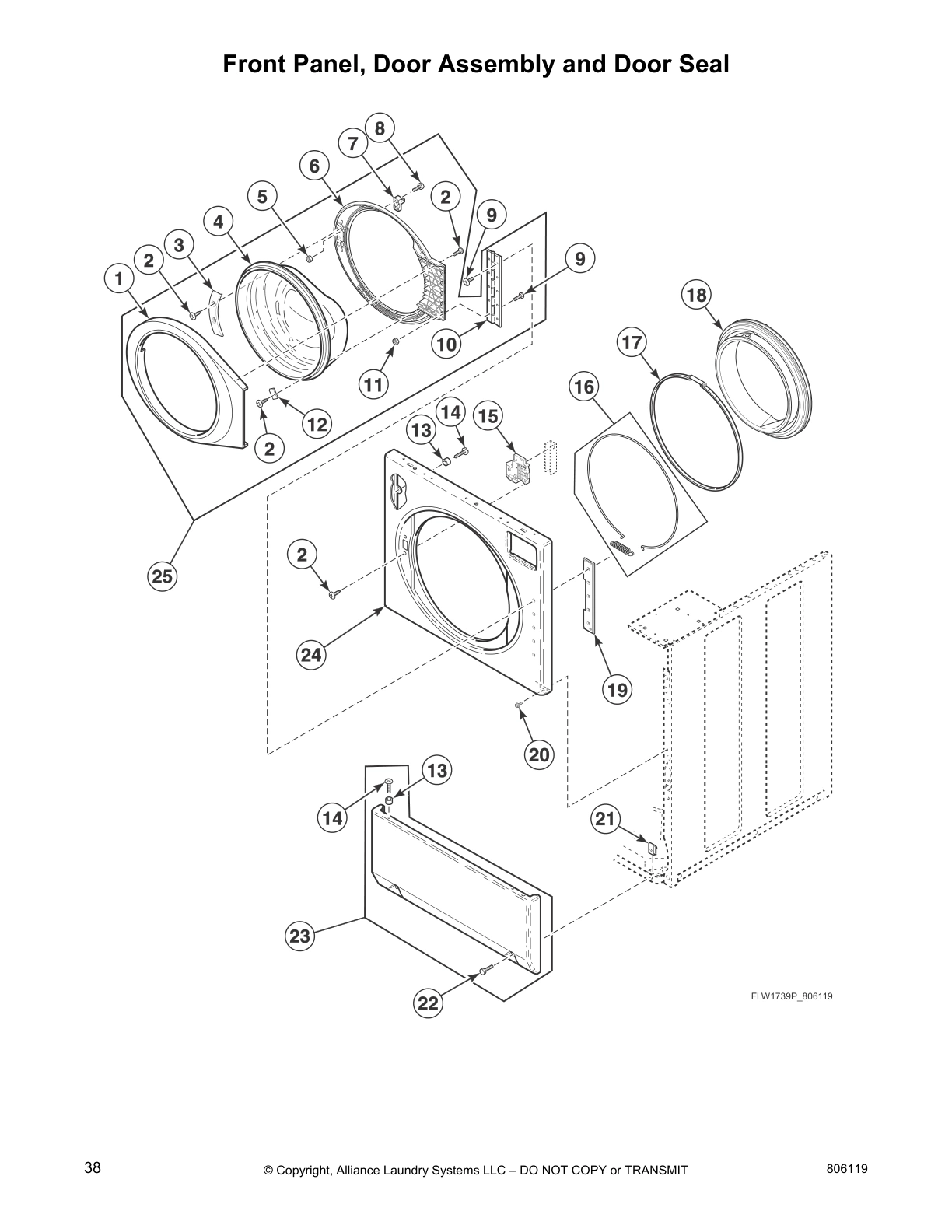 Front Panel, Door Assembly and Door Seal