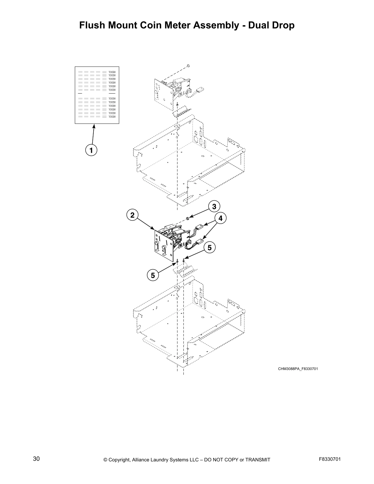 Flush Mount Coin Meter Assembly - Dual Drop