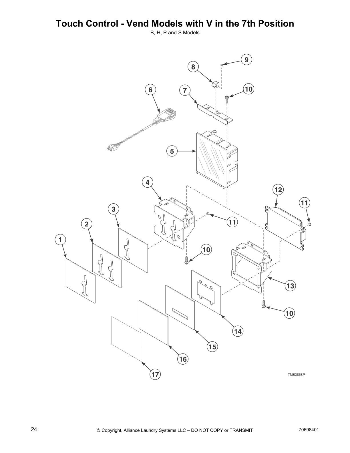 Touch Control - Vend Models with V in the 7th Position