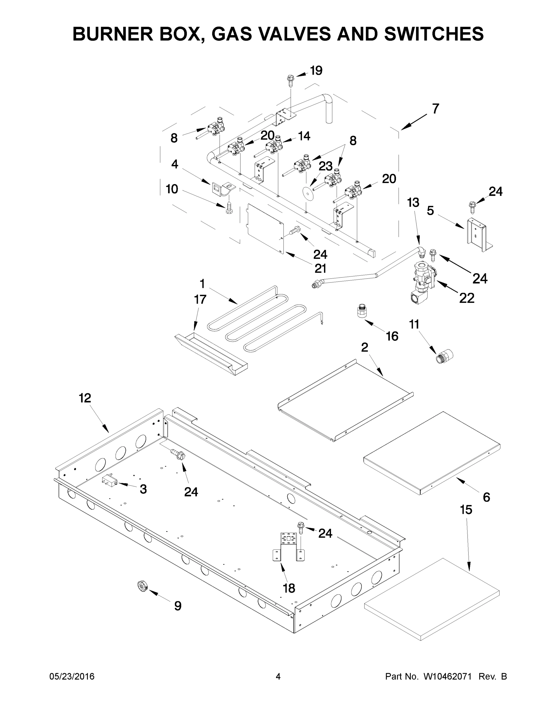 03 - BURNER BOX, GAS VALVES AND SWITCHES