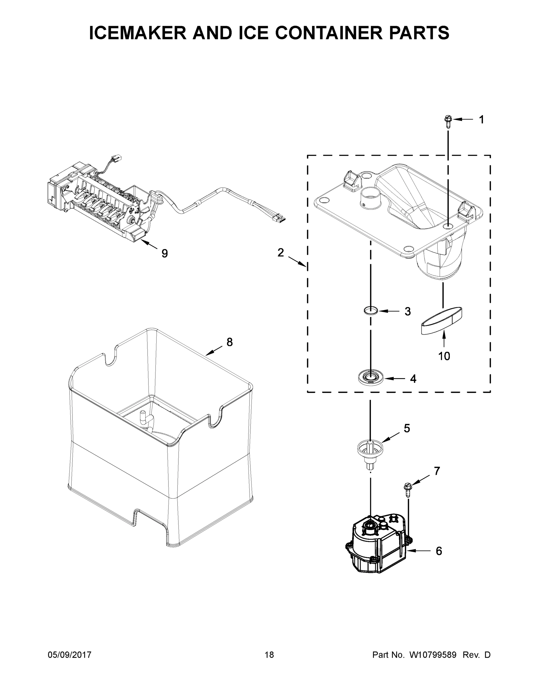 10 - ICEMAKER AND ICE CONTAINER PARTS