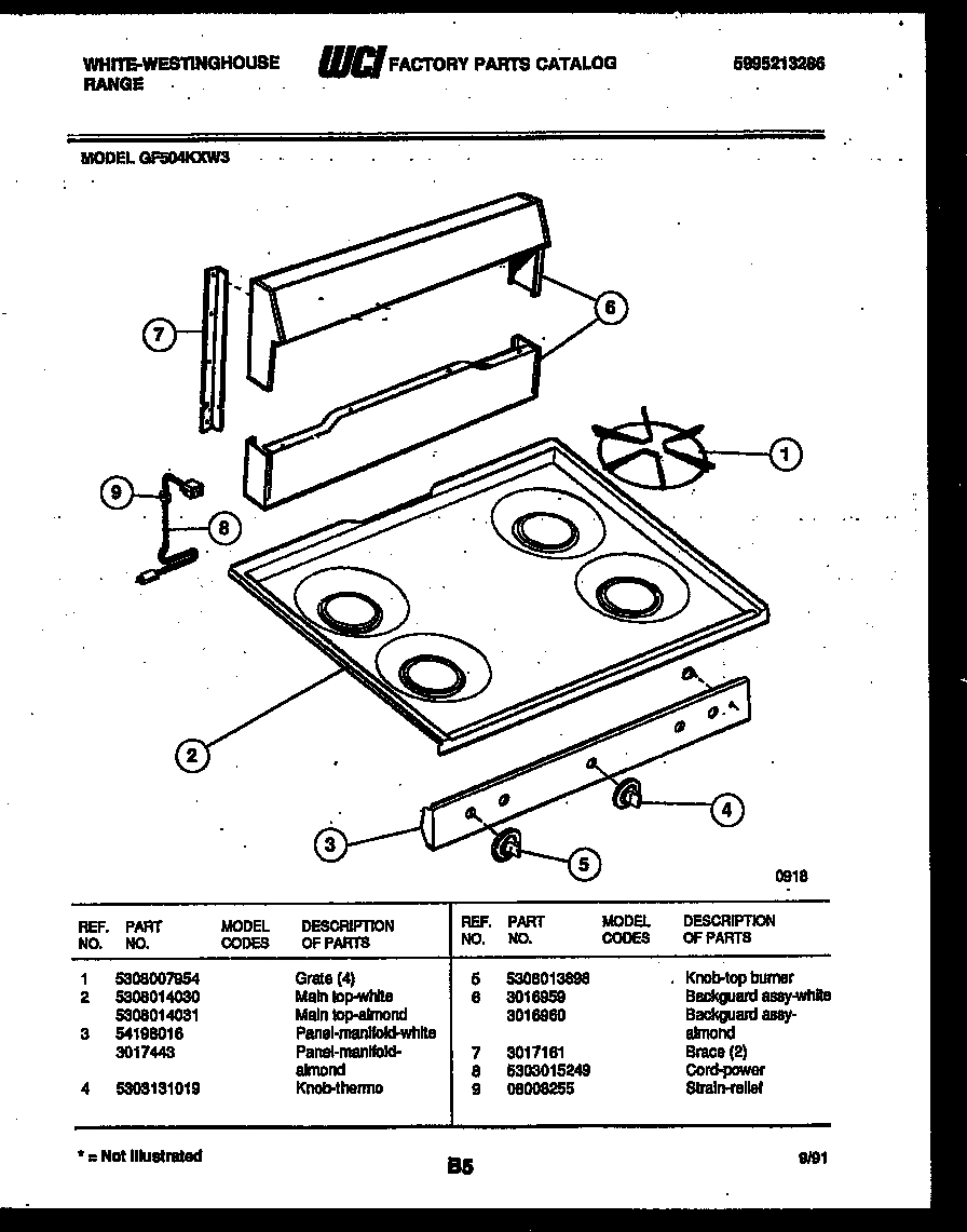 02 - BACKGUARD AND COOKTOP PARTS