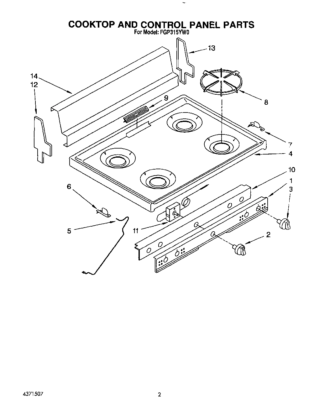 02 - COOKTOP AND CONTROL PANEL, LIT/OPTI
